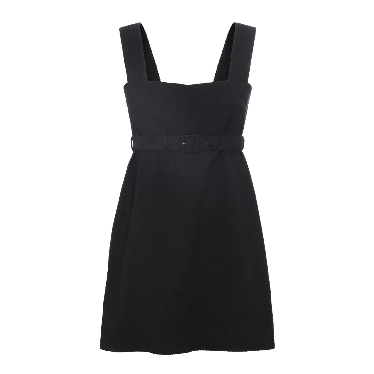 BLACK COTTON-VISCOSE BLEND CORSAGE DRESS