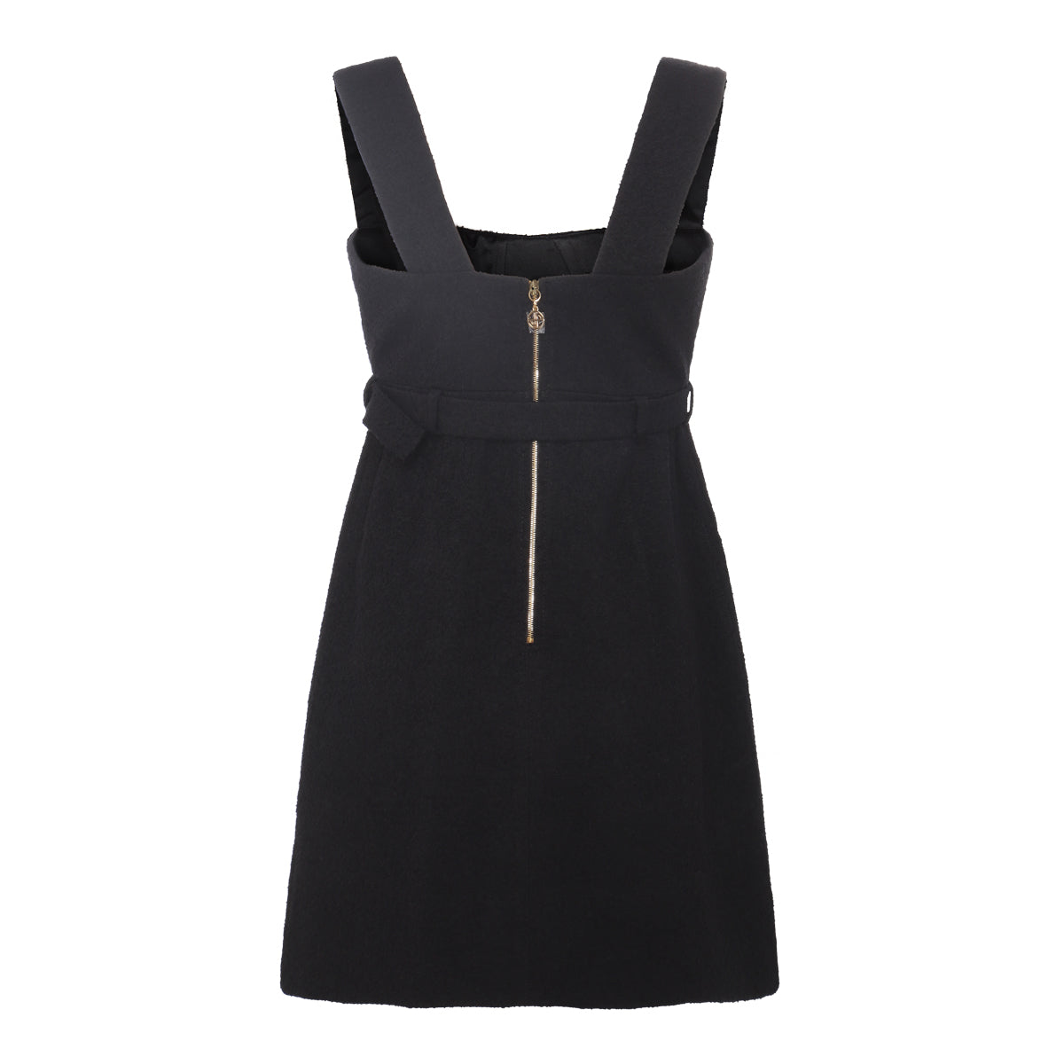BLACK COTTON-VISCOSE BLEND CORSAGE DRESS