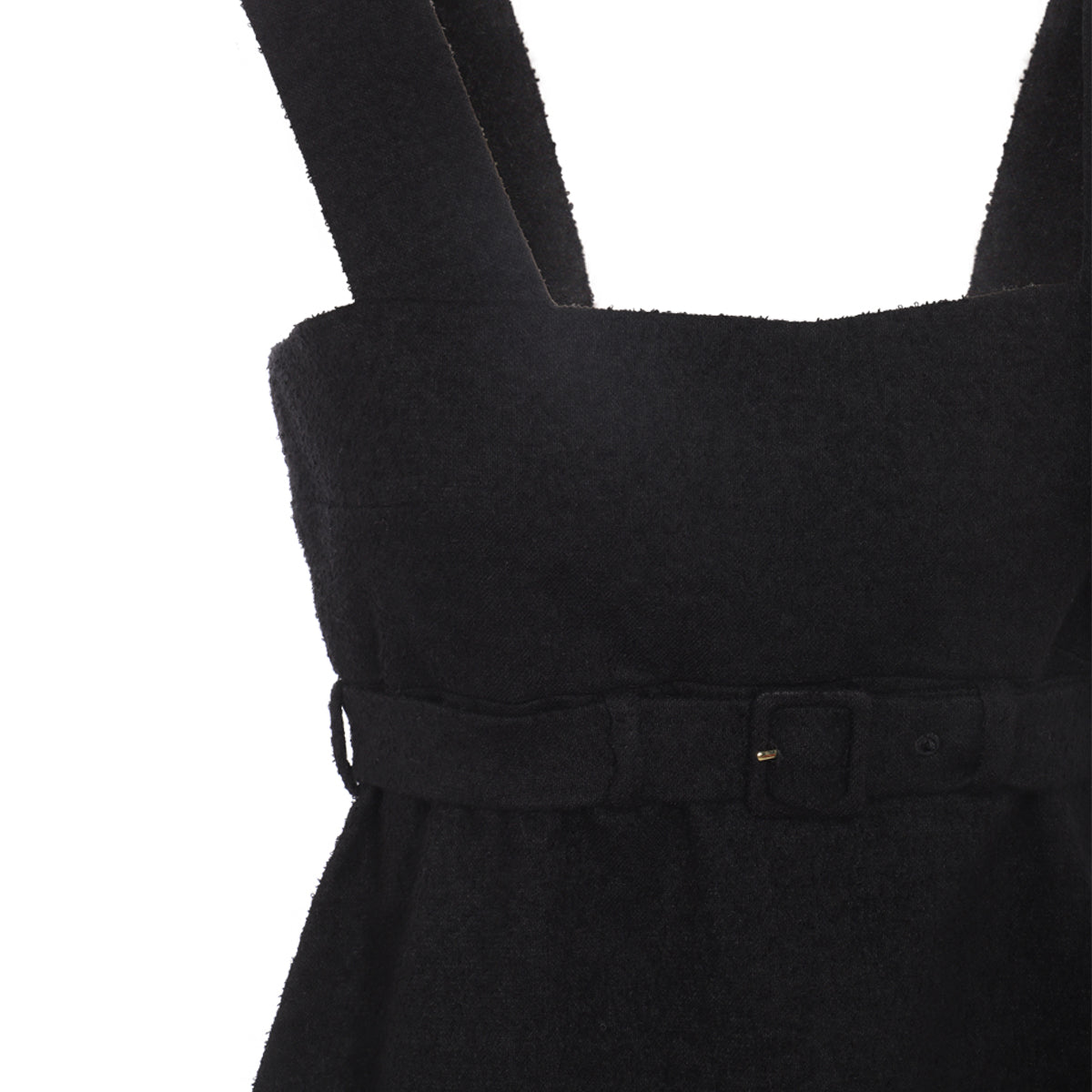 BLACK COTTON-VISCOSE BLEND CORSAGE DRESS