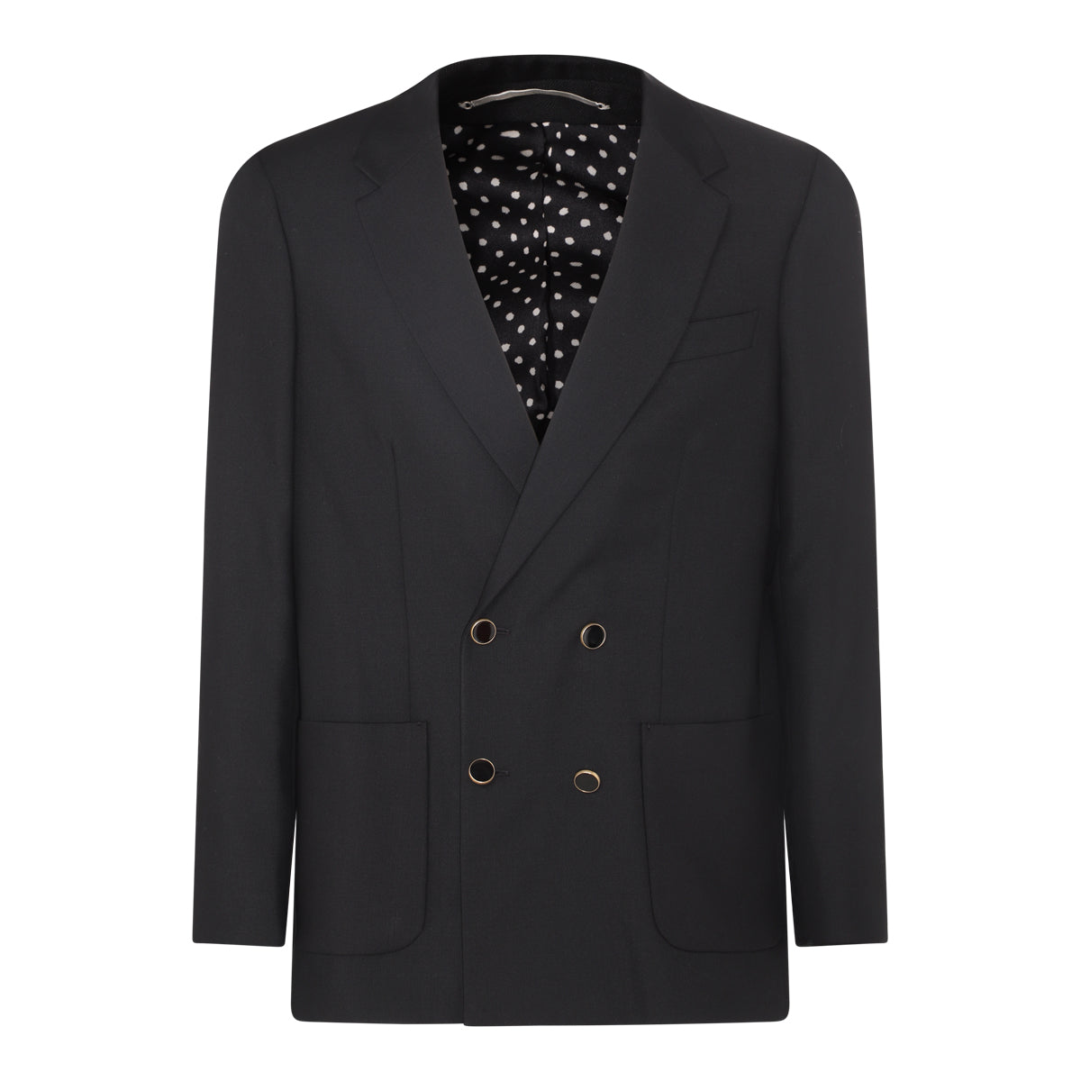 BLACK VIRGIN WOOL AND MOHAIR BLEND BLAZER