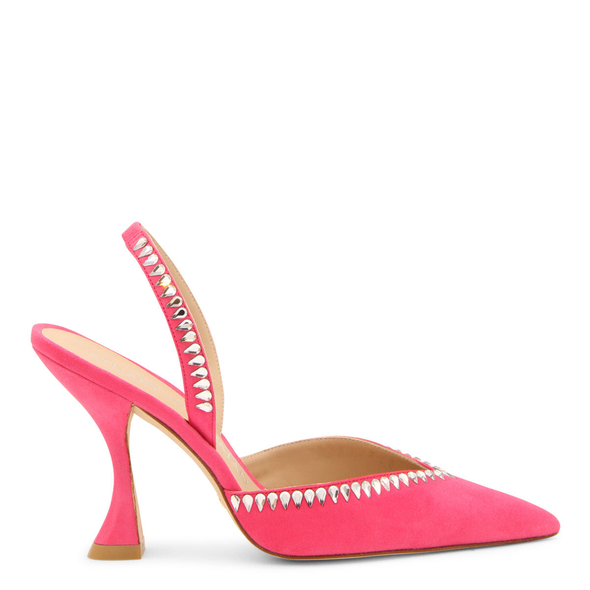 FUCHSIA LEATHER GEMCUT XCURVE PUMPS