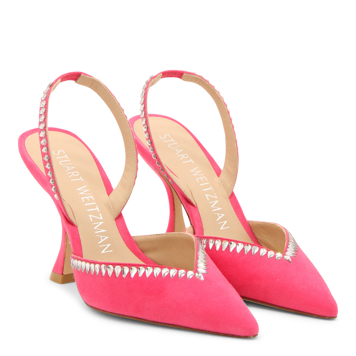 FUCHSIA LEATHER GEMCUT XCURVE PUMPS