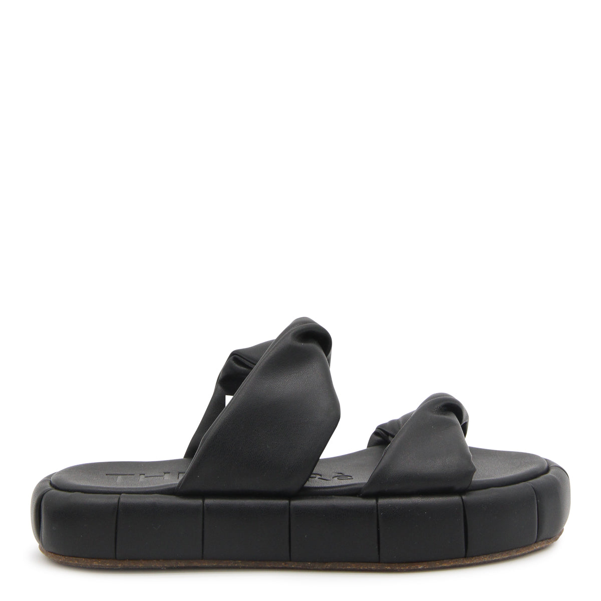 BLACK FAUX LEATHER PHENIX FLATS