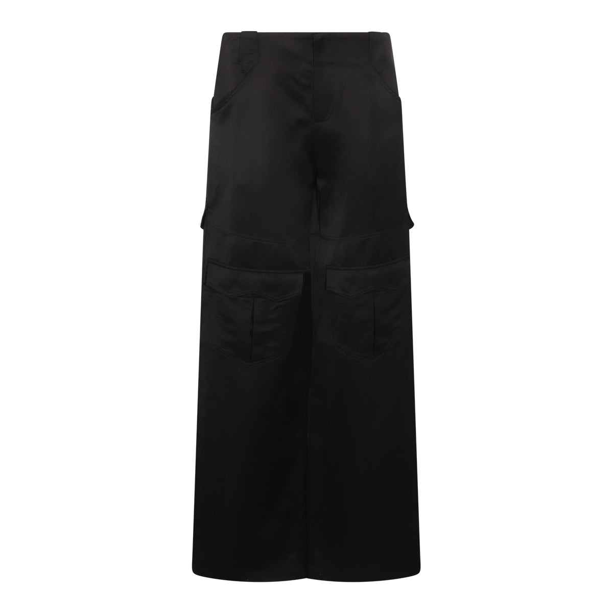 BLACK VISCOSE AND LINEN BLEND LONG SKIRT