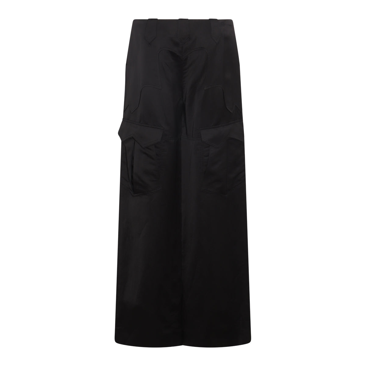BLACK VISCOSE AND LINEN BLEND LONG SKIRT