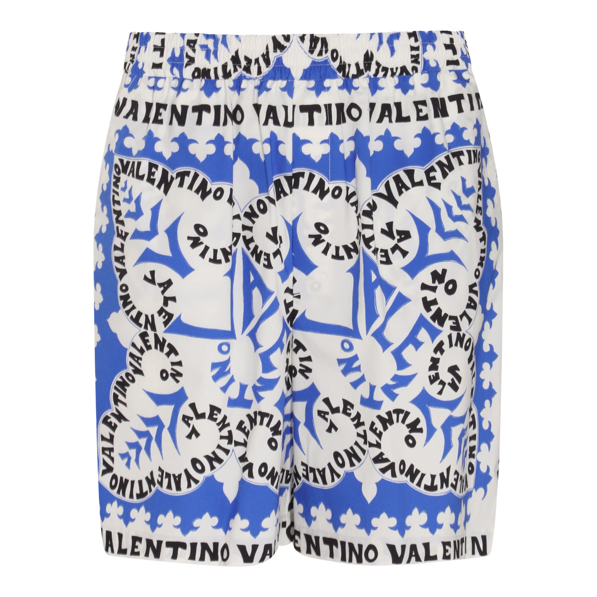 BLUE, WHITE AND BLACK COTTON BERMUDA SHORTS