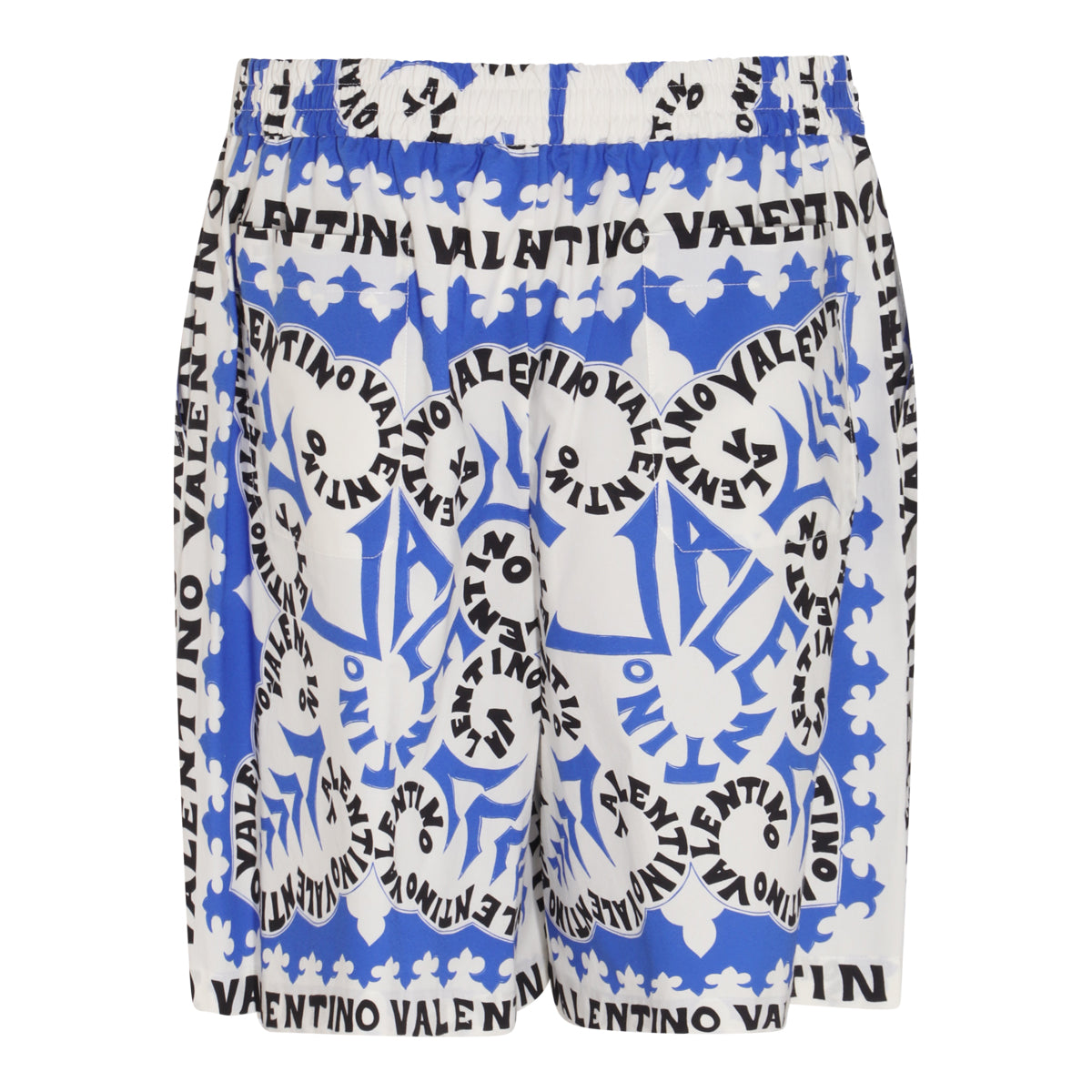 BLUE, WHITE AND BLACK COTTON BERMUDA SHORTS