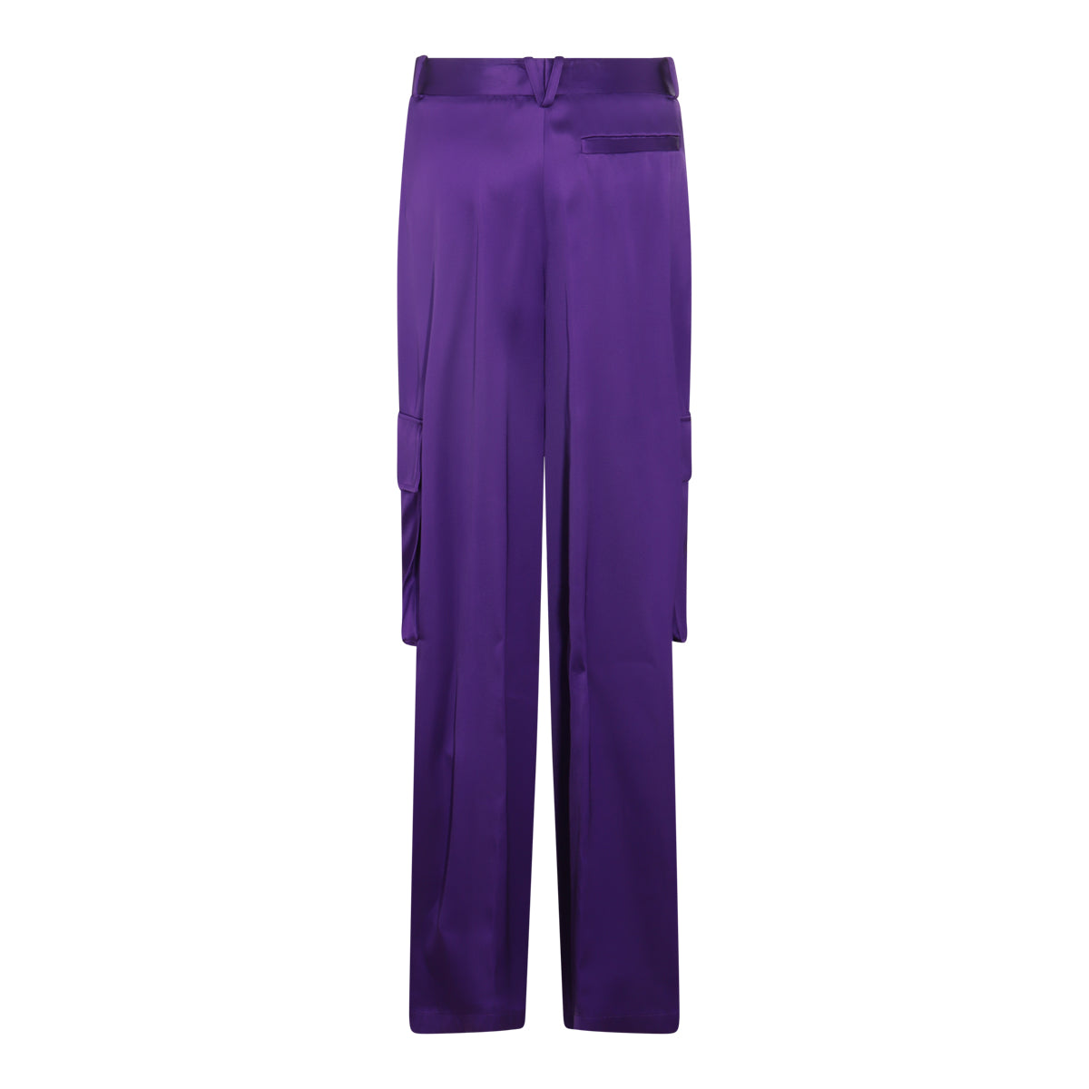 PURPLE SILK-VISCOSE BLEND CARGO TROUSERS
