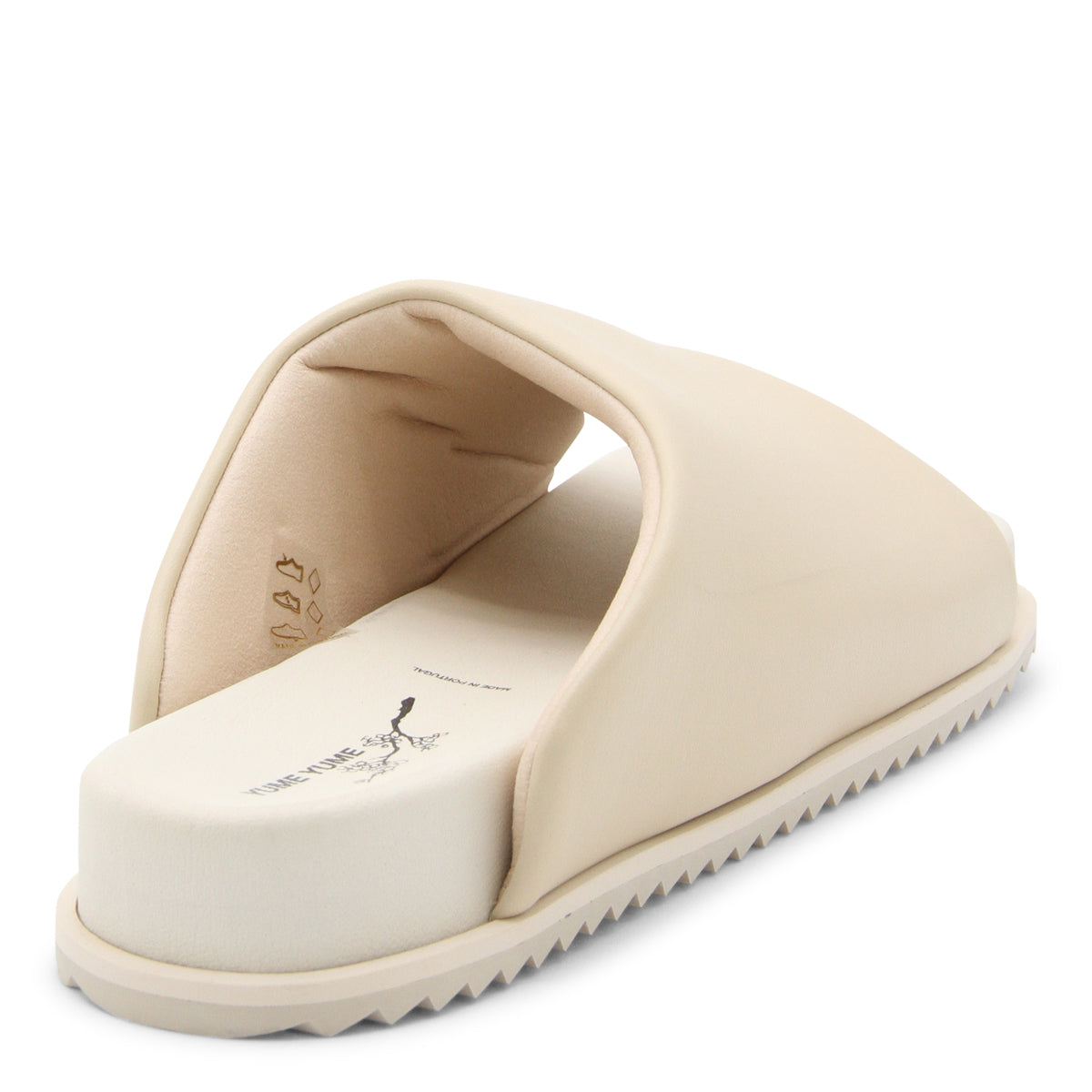 BEIGE FAUX LEATHER FINN SIDER SANDALS