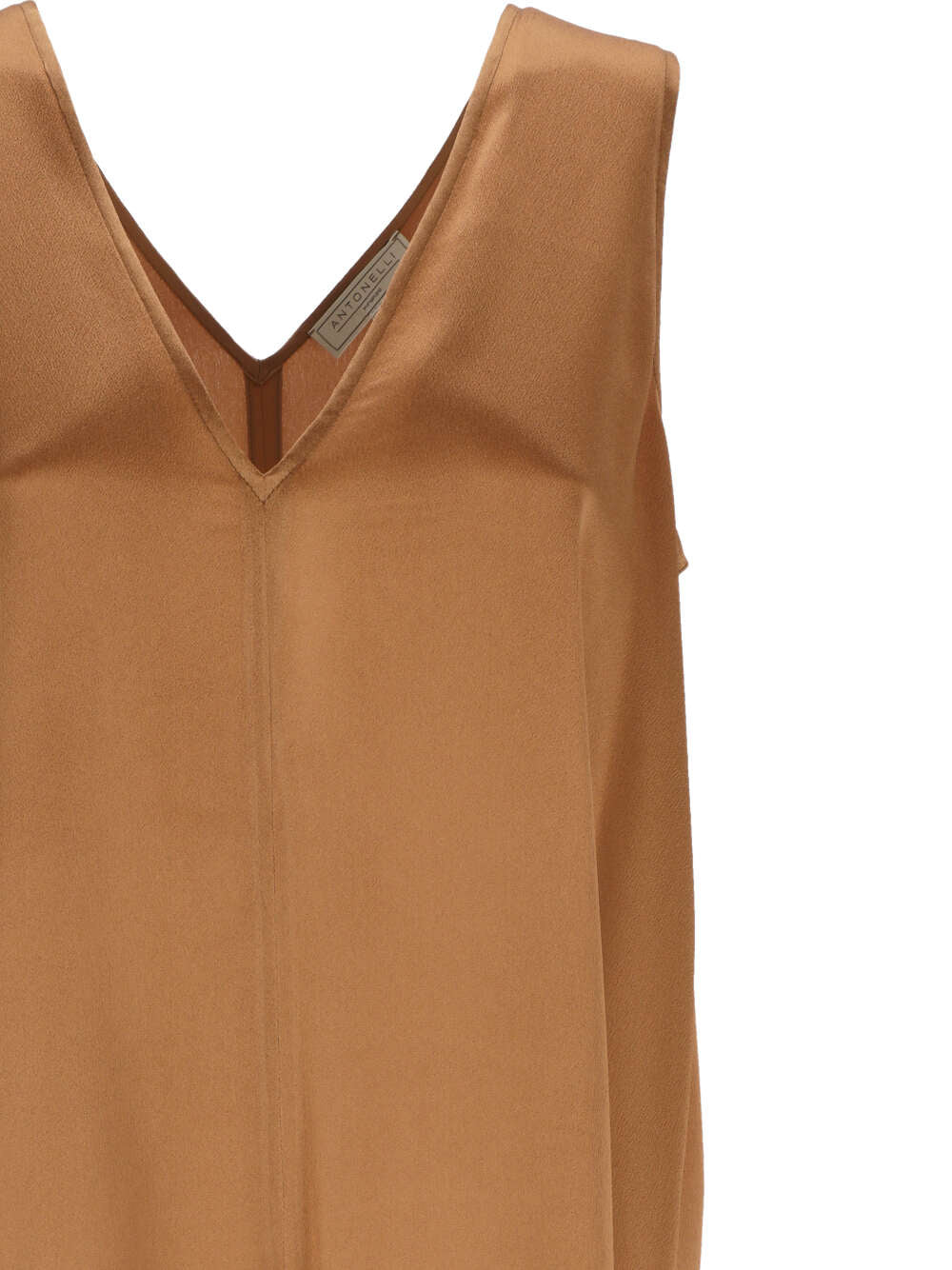 LIGHT BROWN SILK BLEND TOP