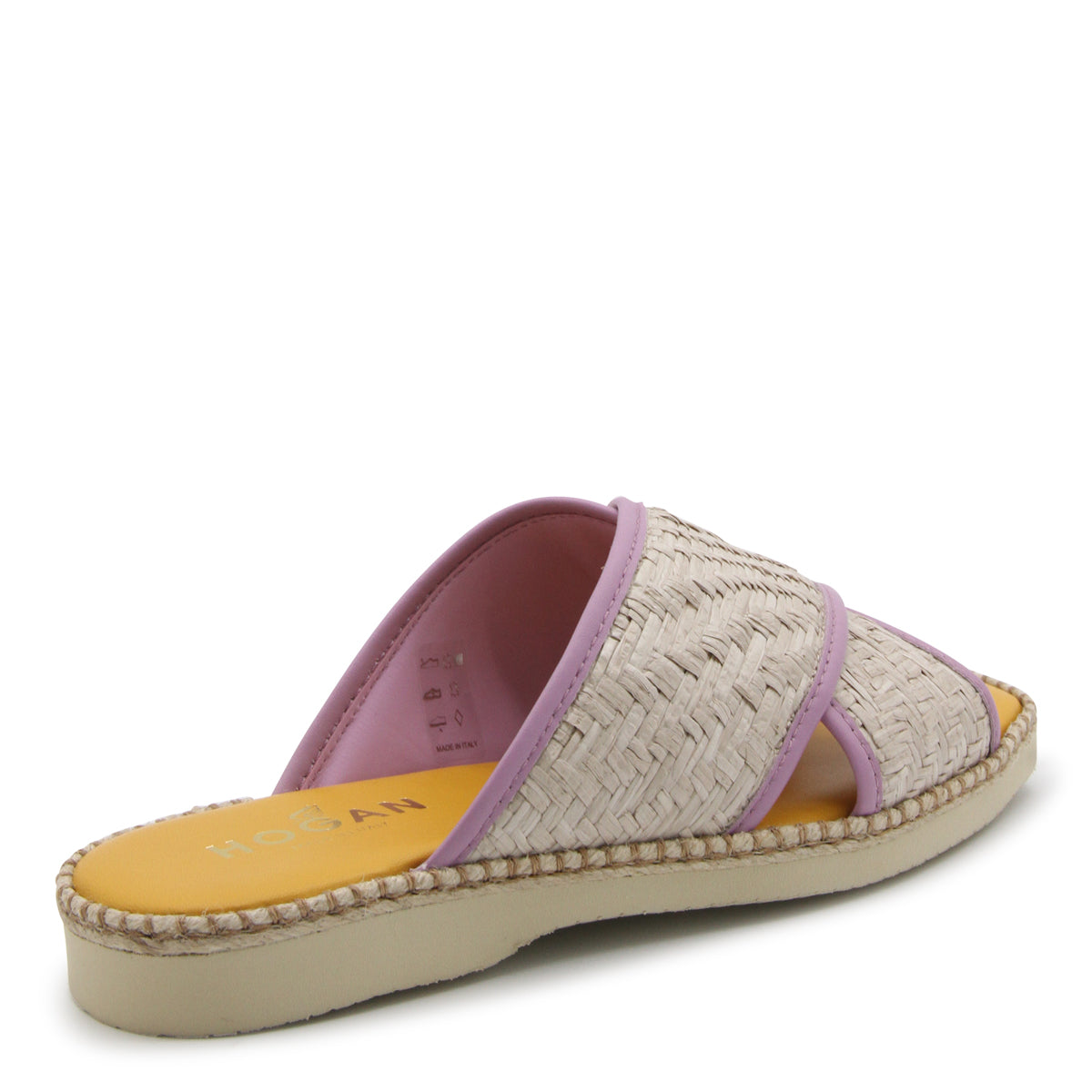 YELLOW AND LILAC LEATHER FLATS