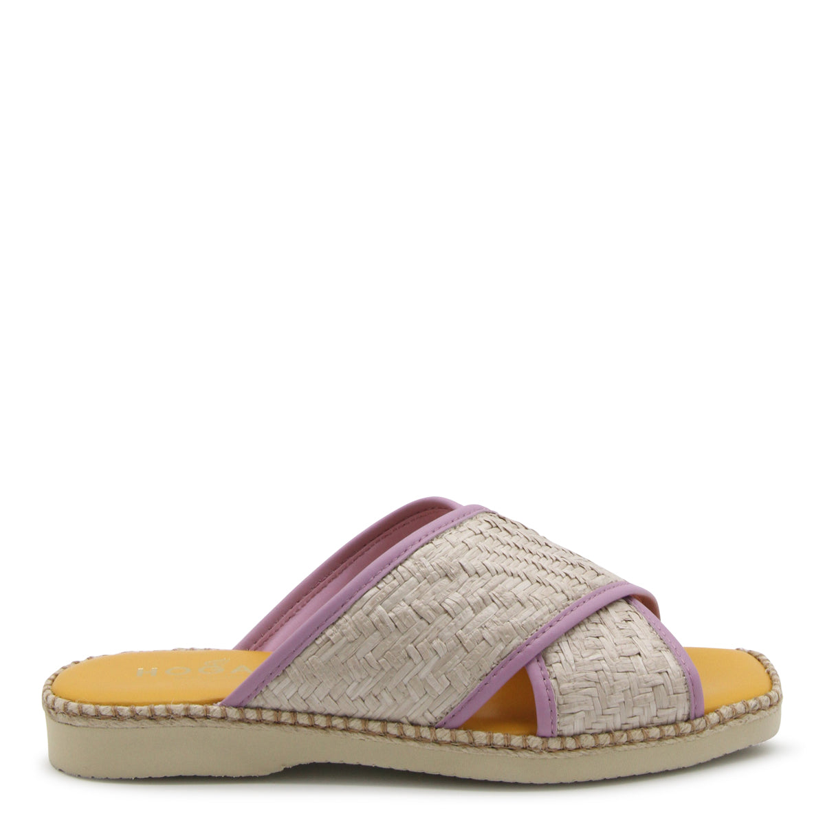 YELLOW AND LILAC LEATHER FLATS