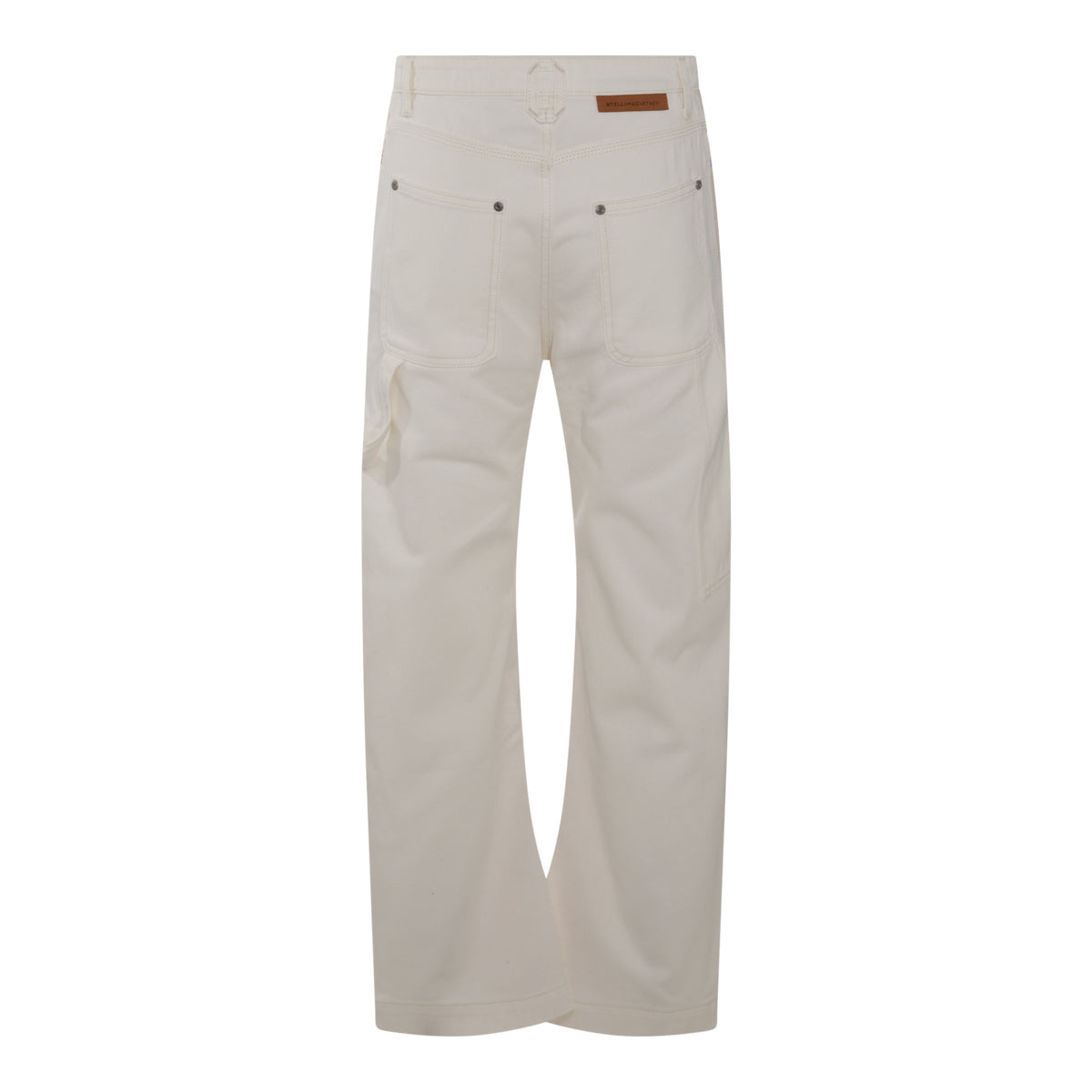 WHITE AND ECRU COTTON BLEND JEANS