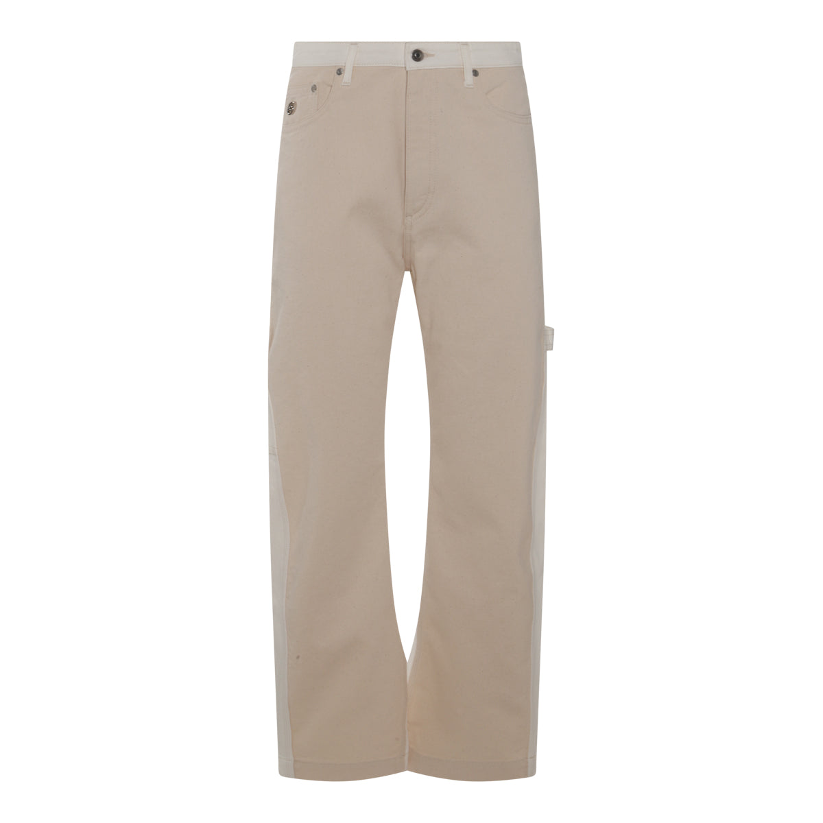 WHITE AND ECRU COTTON BLEND JEANS
