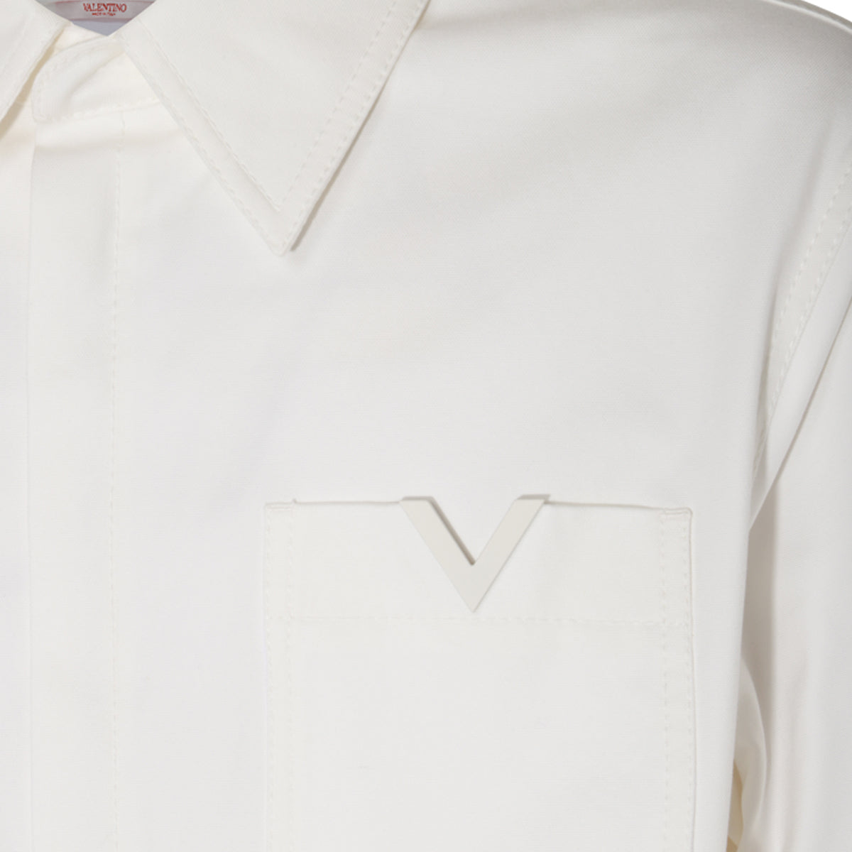 WHITE COTTON BLEND SHIRT