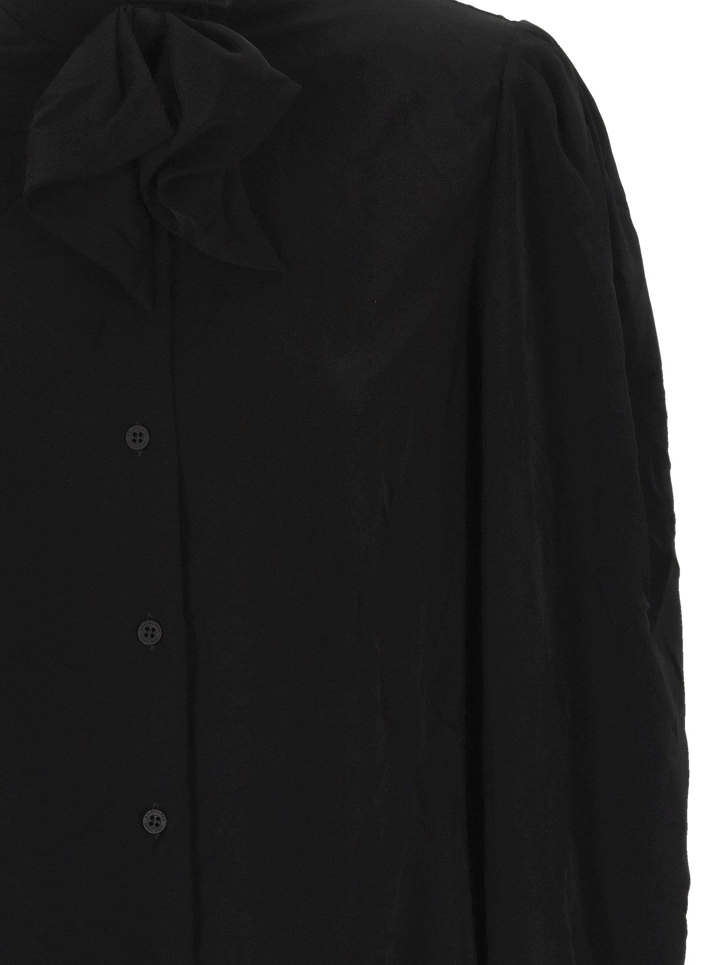 BOW BLOUSE IN BLACK FLUID TECHNICAL CREPE