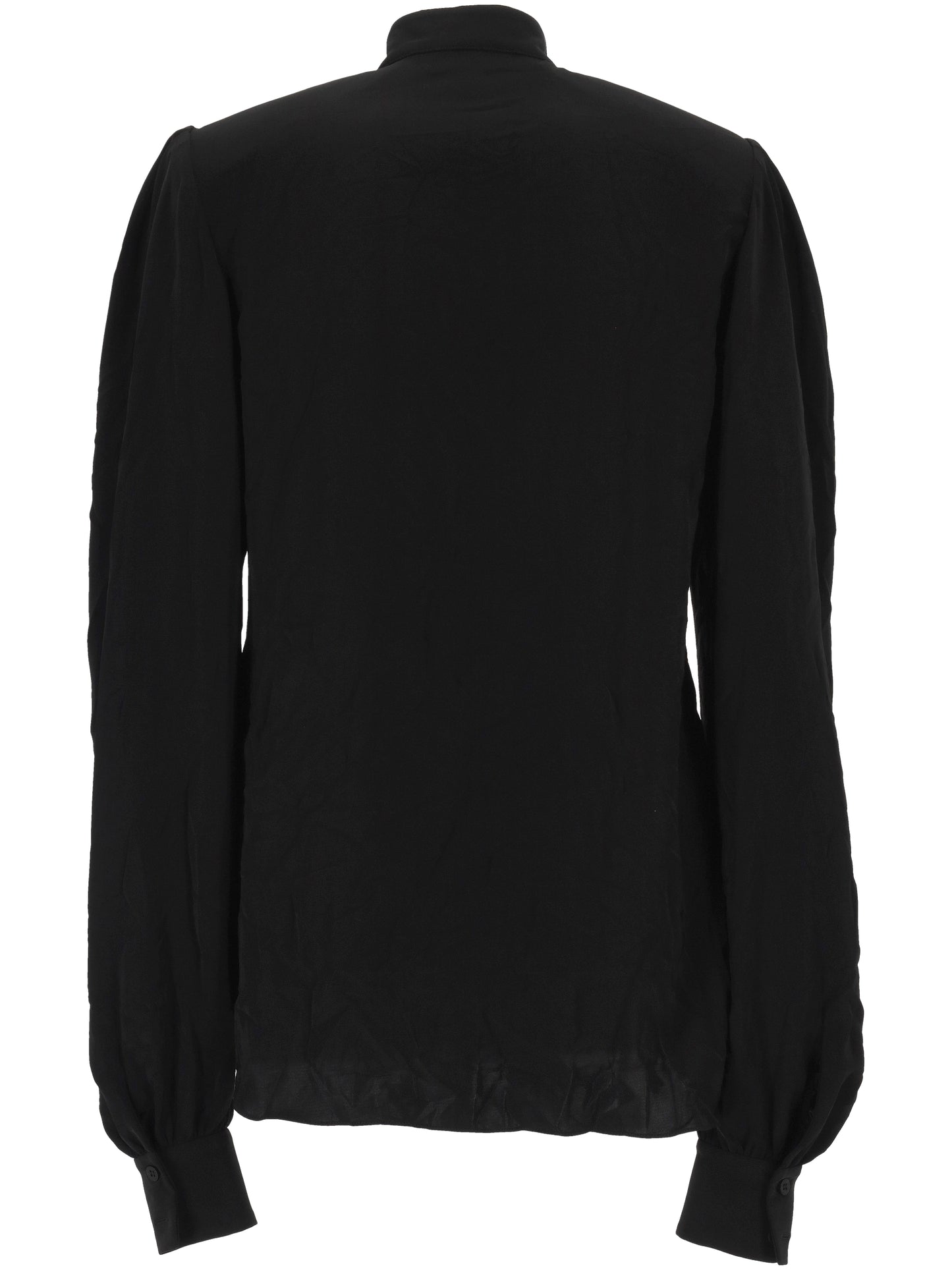 BOW BLOUSE IN BLACK FLUID TECHNICAL CREPE