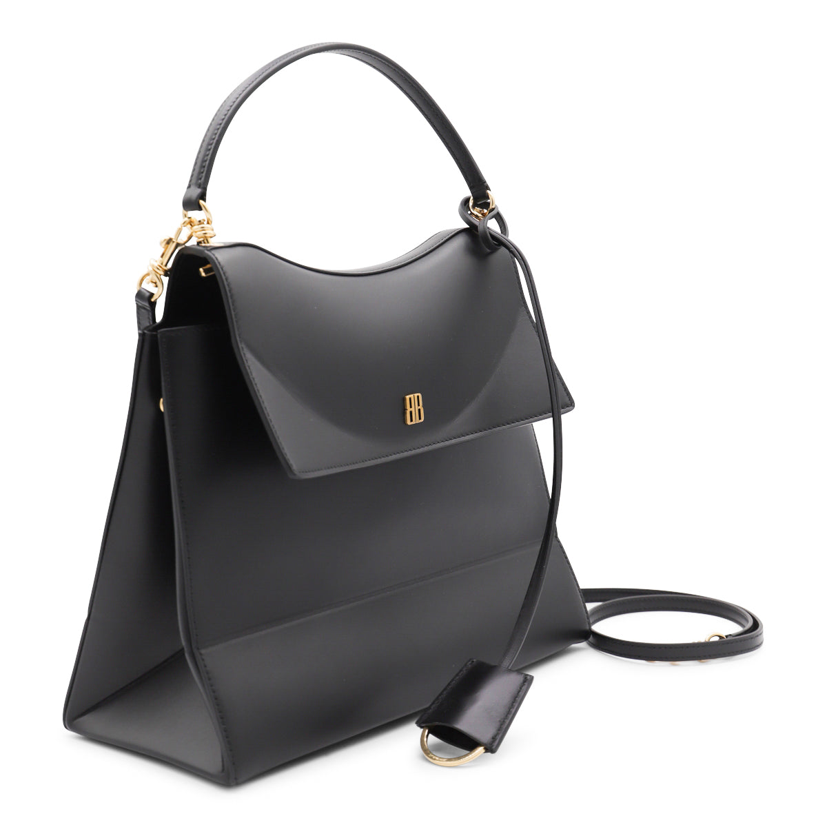 BLACK LEATHER NANO M TOP HANDLE BAG