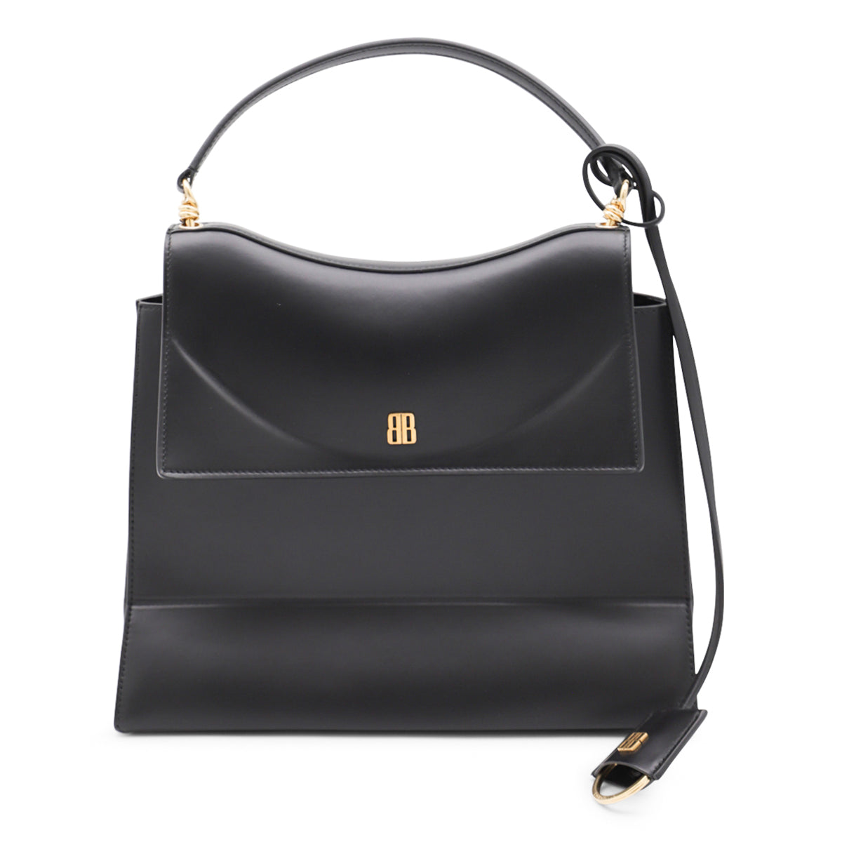 BLACK LEATHER NANO M TOP HANDLE BAG