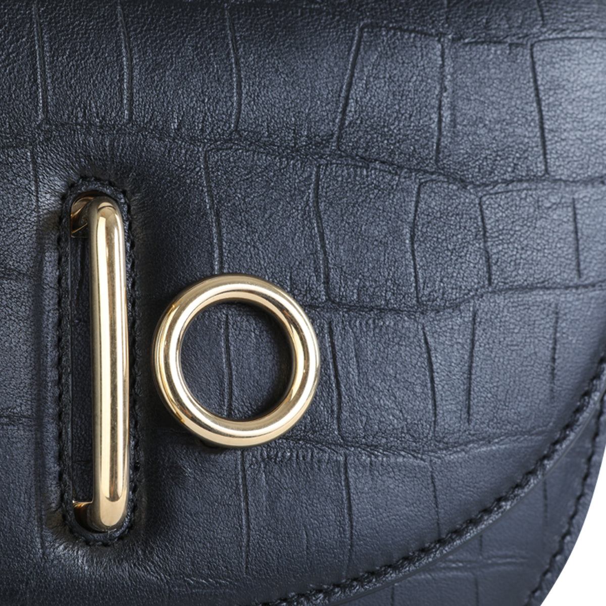 BLACK LEATHER ROCKING HORSE SHOULDER BAG