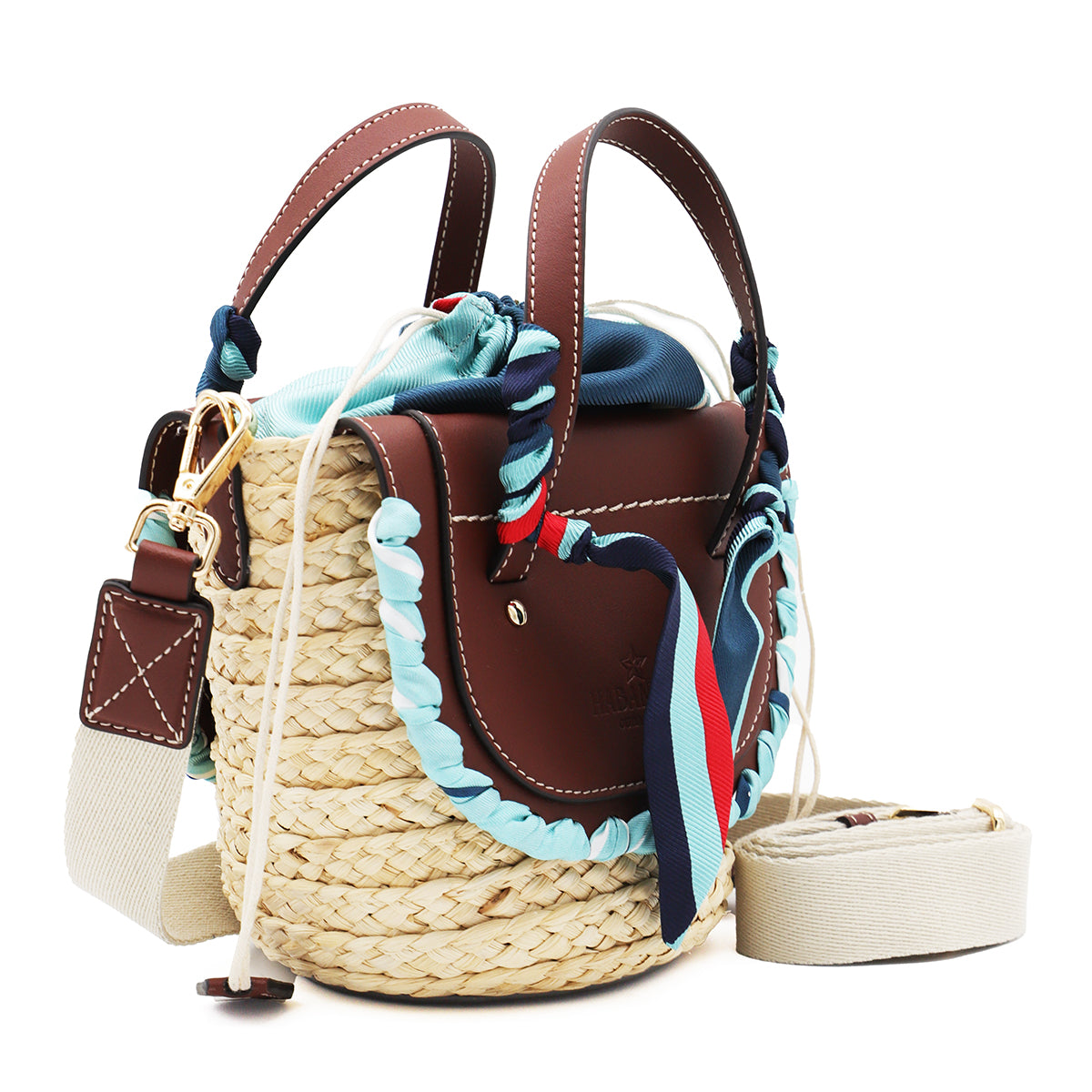 BROWN LEATHER HABANERA SILK SATCHELS BAG