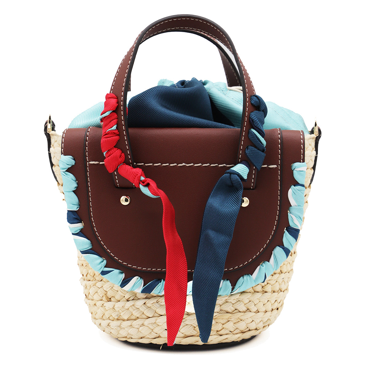 BROWN LEATHER HABANERA SILK SATCHELS BAG