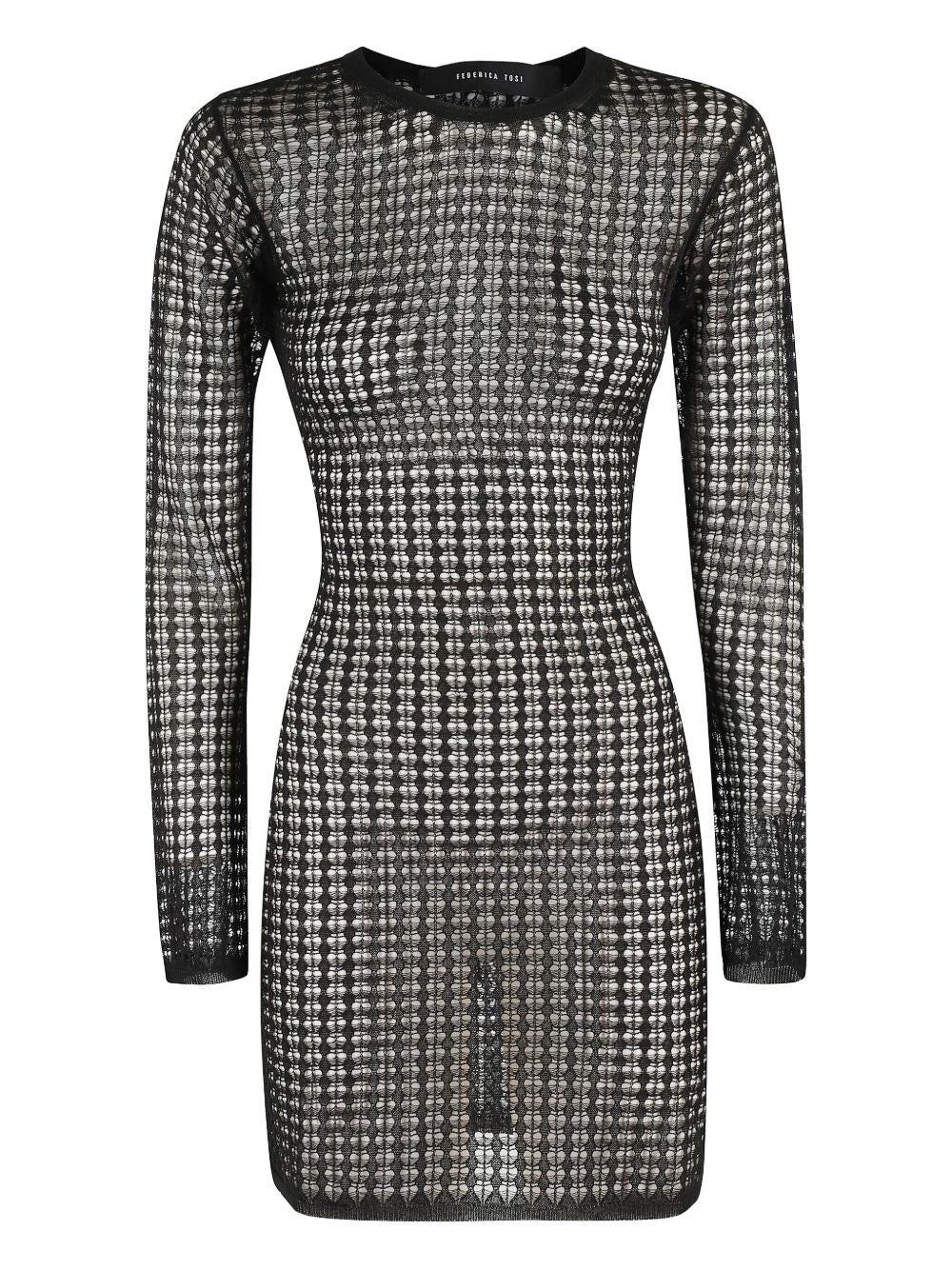LONG-SLEEVED OPENWORK KNIT DRESS