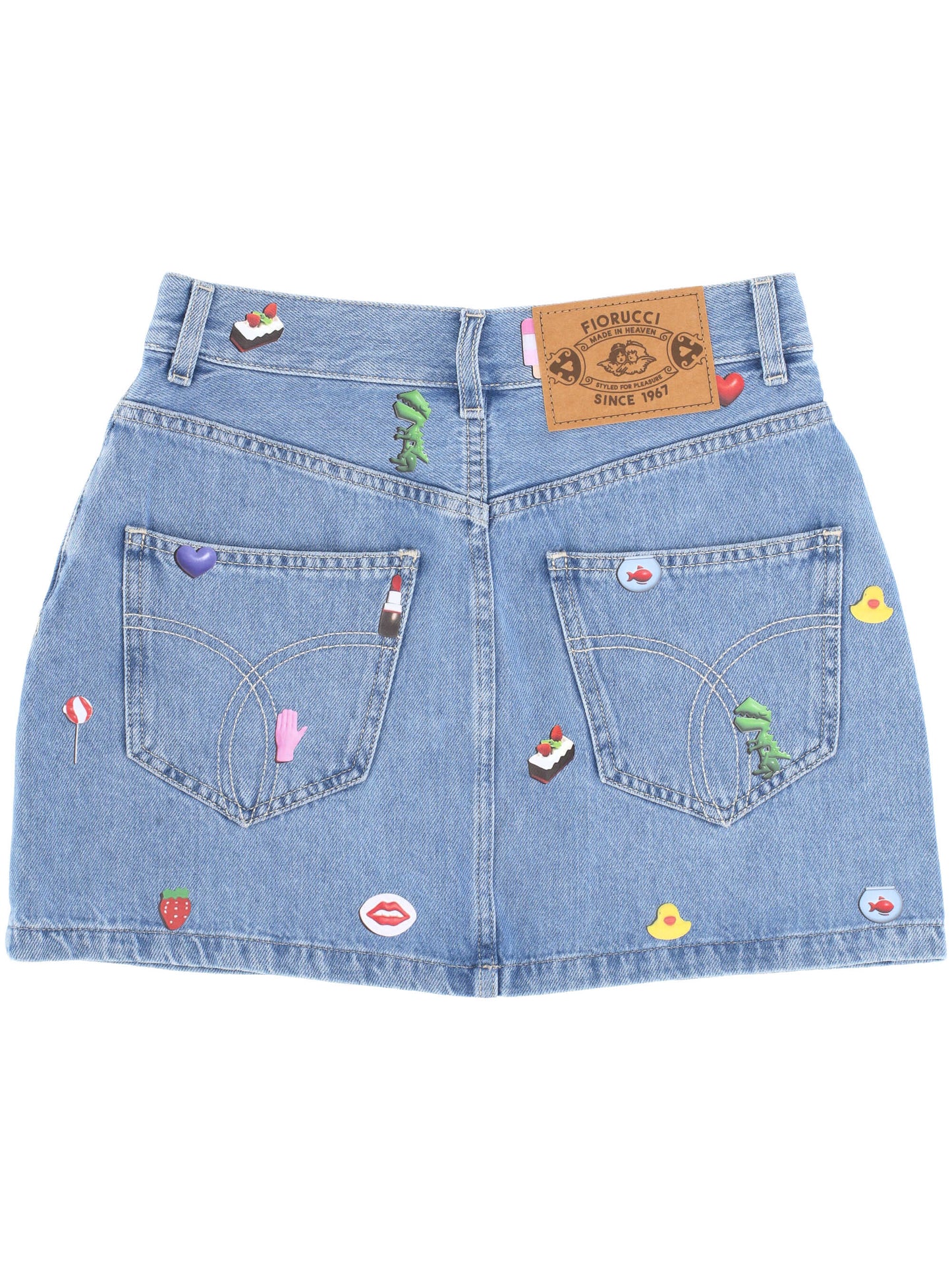 CHARM PRINT DENIM MINI SKIRT BABY BLUE