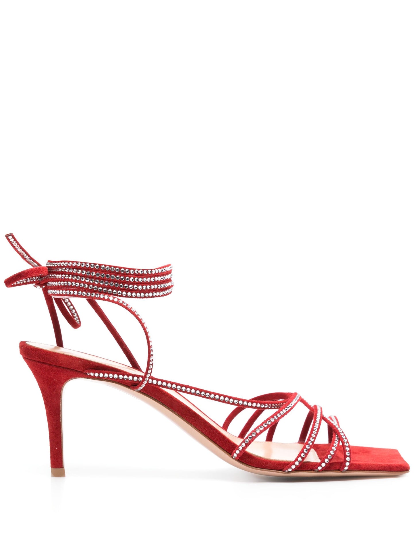 ROSE RED TIE-FASTENING STRAPS SANDAL