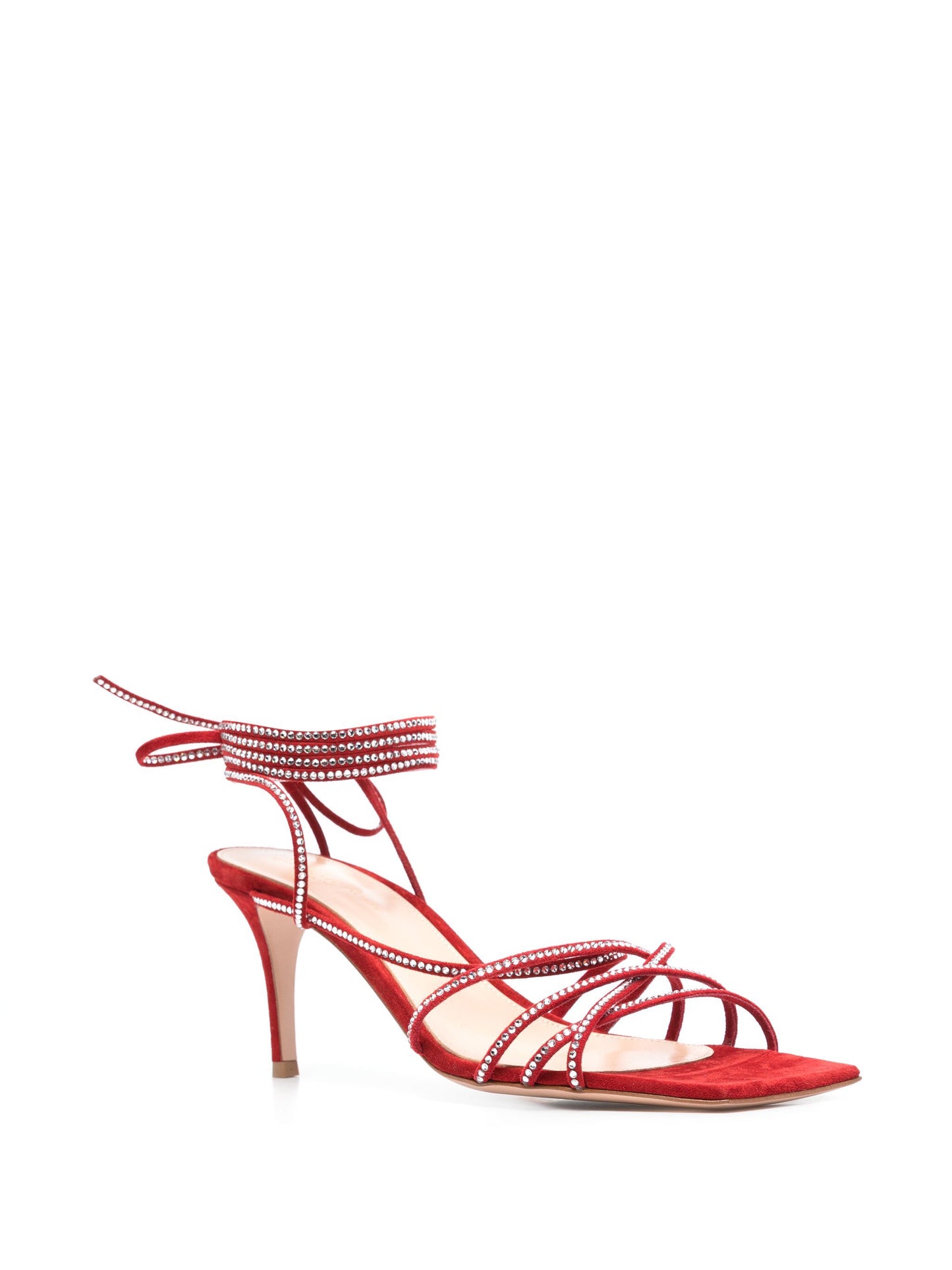 ROSE RED TIE-FASTENING STRAPS SANDAL