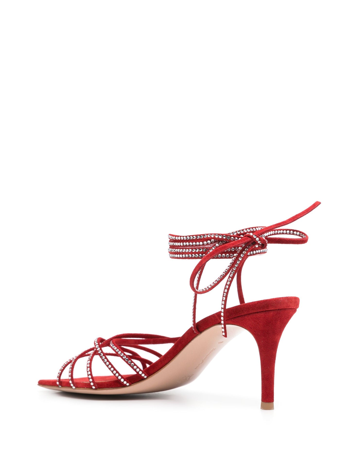 ROSE RED TIE-FASTENING STRAPS SANDAL