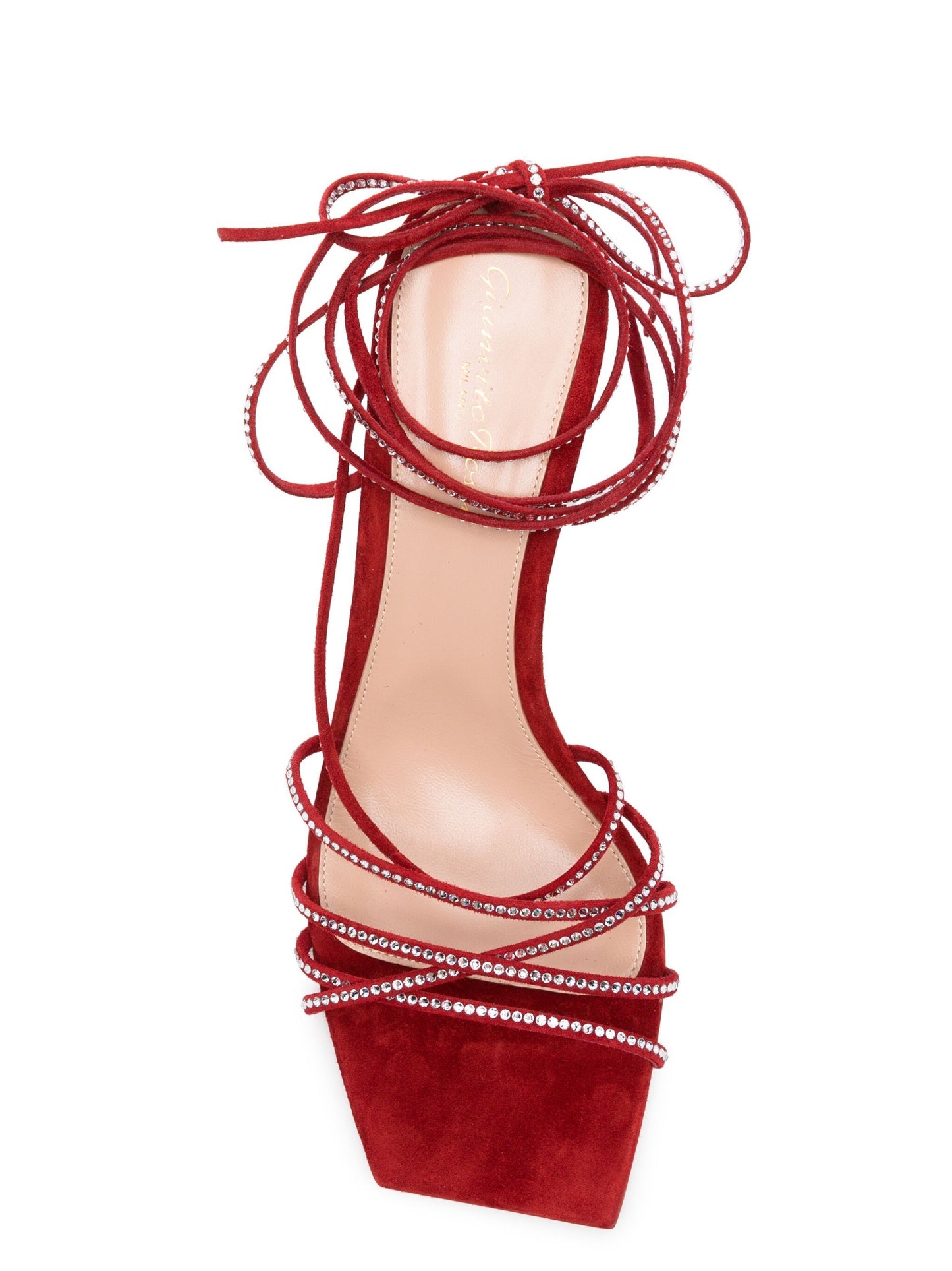 ROSE RED TIE-FASTENING STRAPS SANDAL