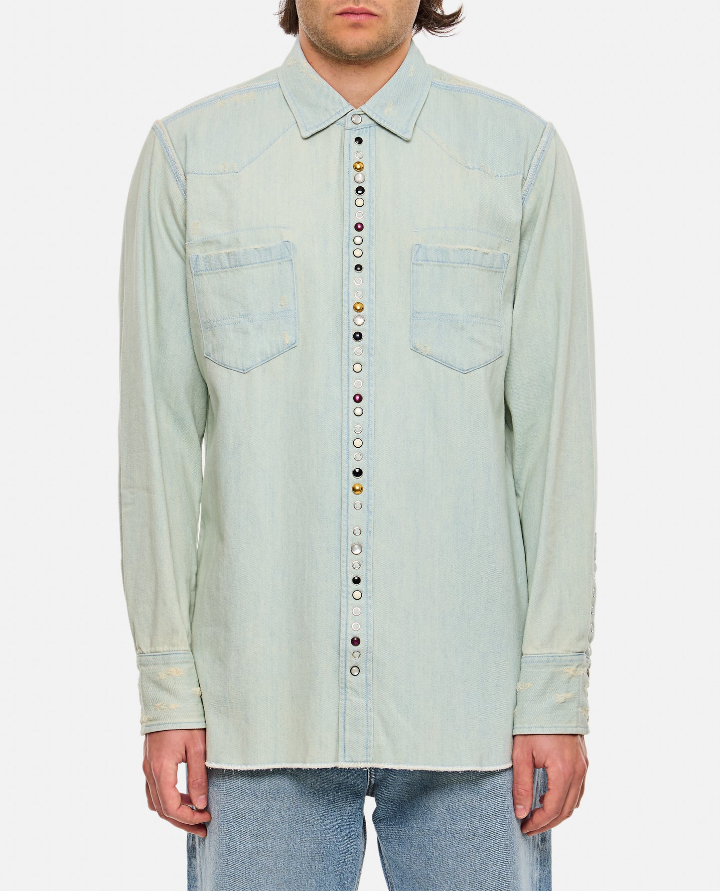 DENIM SHIRT WITH RHINESTONES