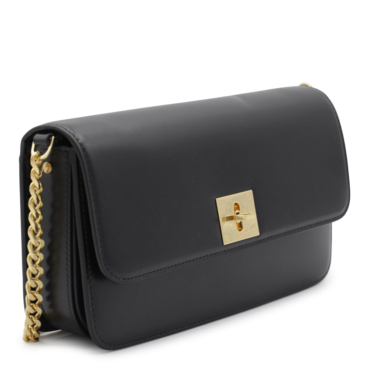 BLACK LEATHER TOP HANDLE BAG