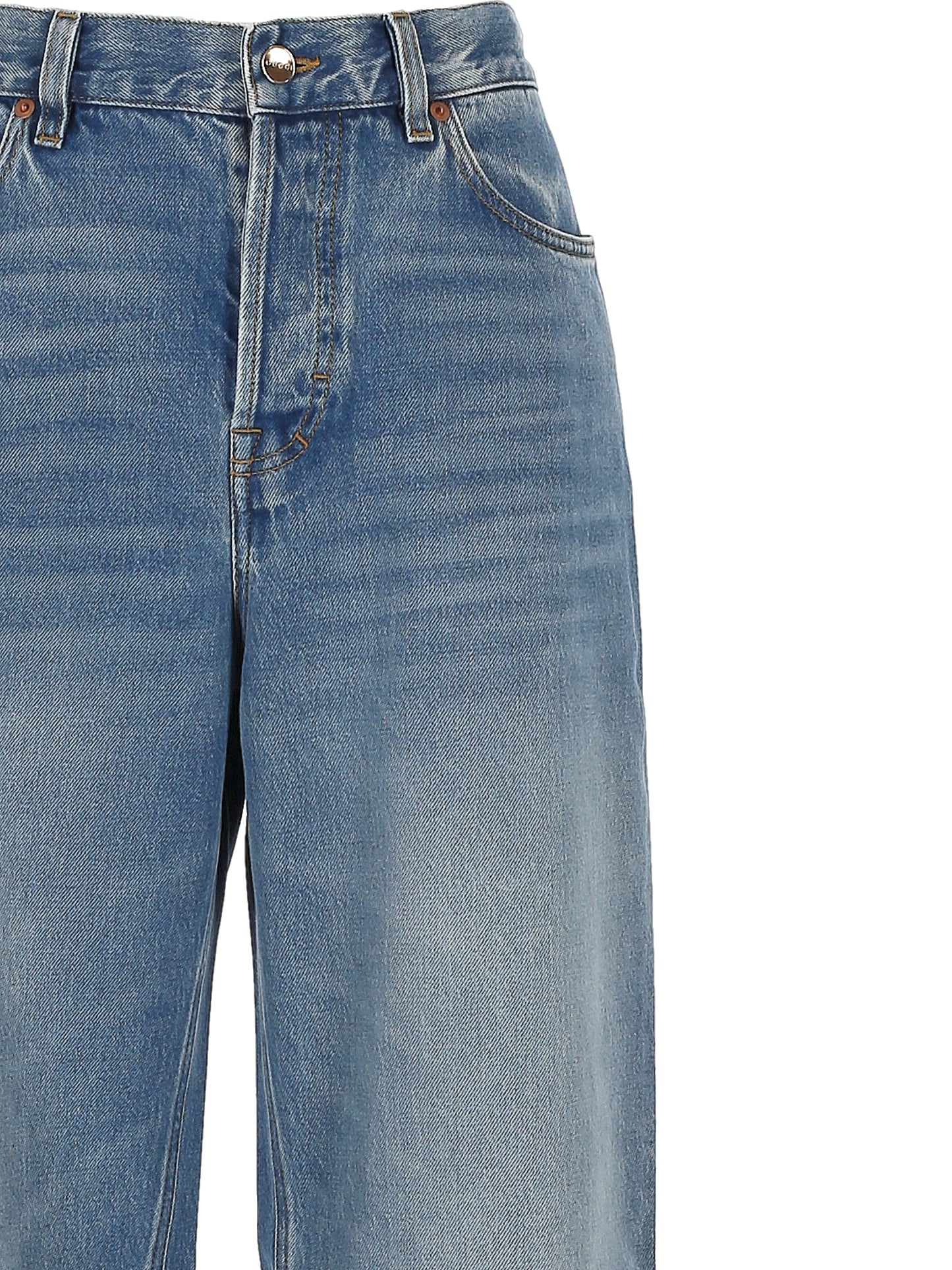 DENIM TROUSERS WITH GUCCI LABEL
