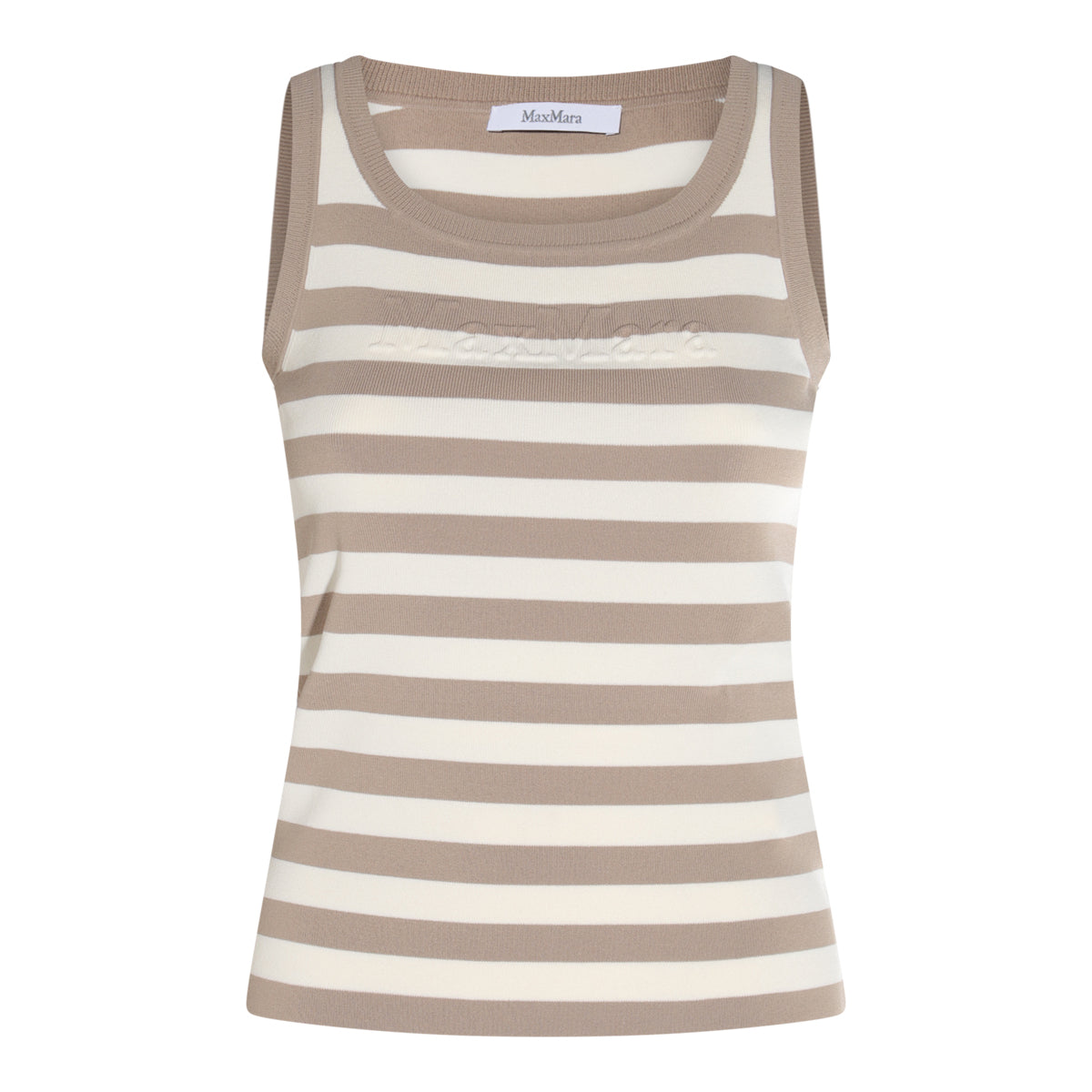 WHITE AND BEIGE COTTON PENTOLA TOP