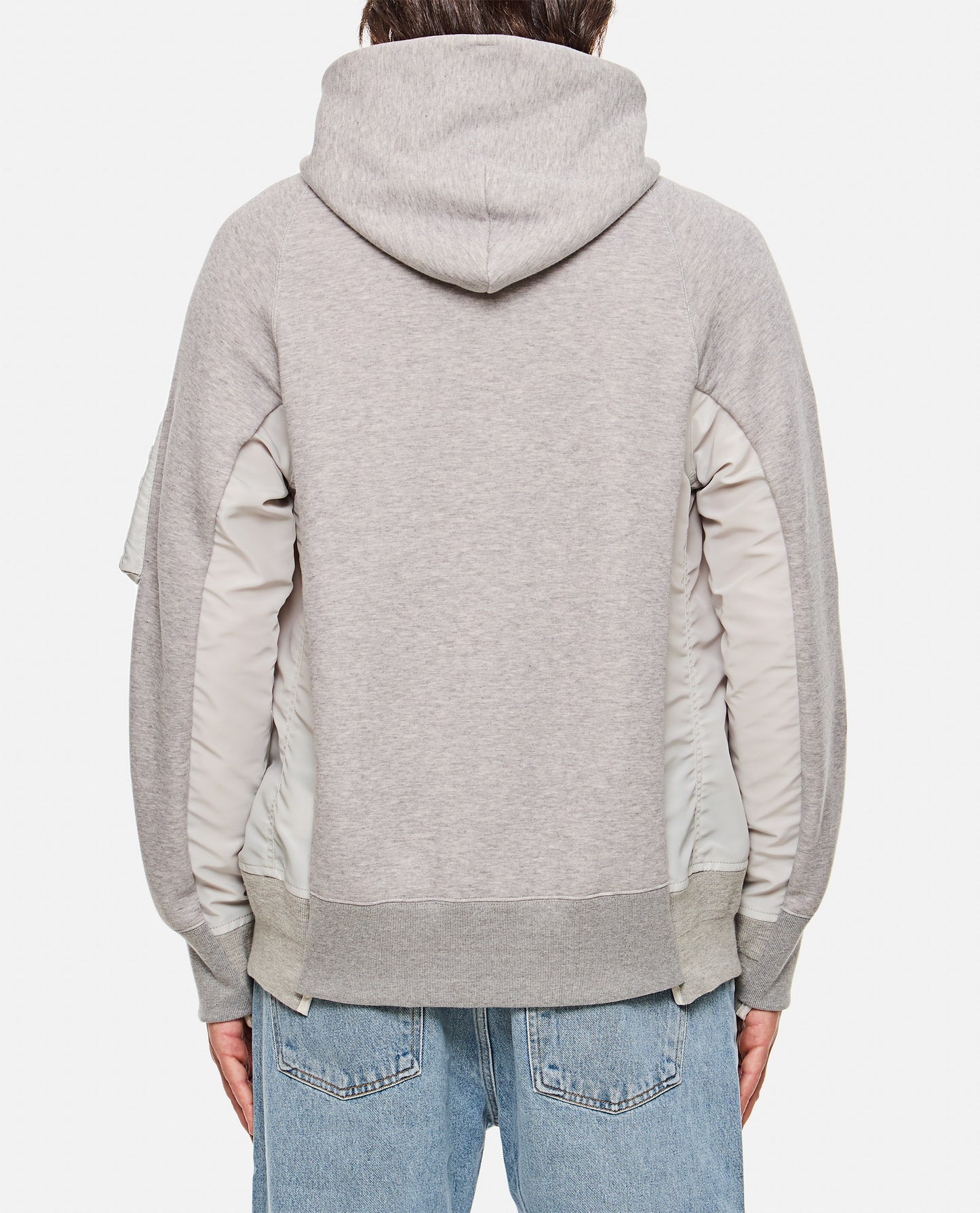TERRY SWEATSHIRT WITH TWILL AND NYLON HOOD