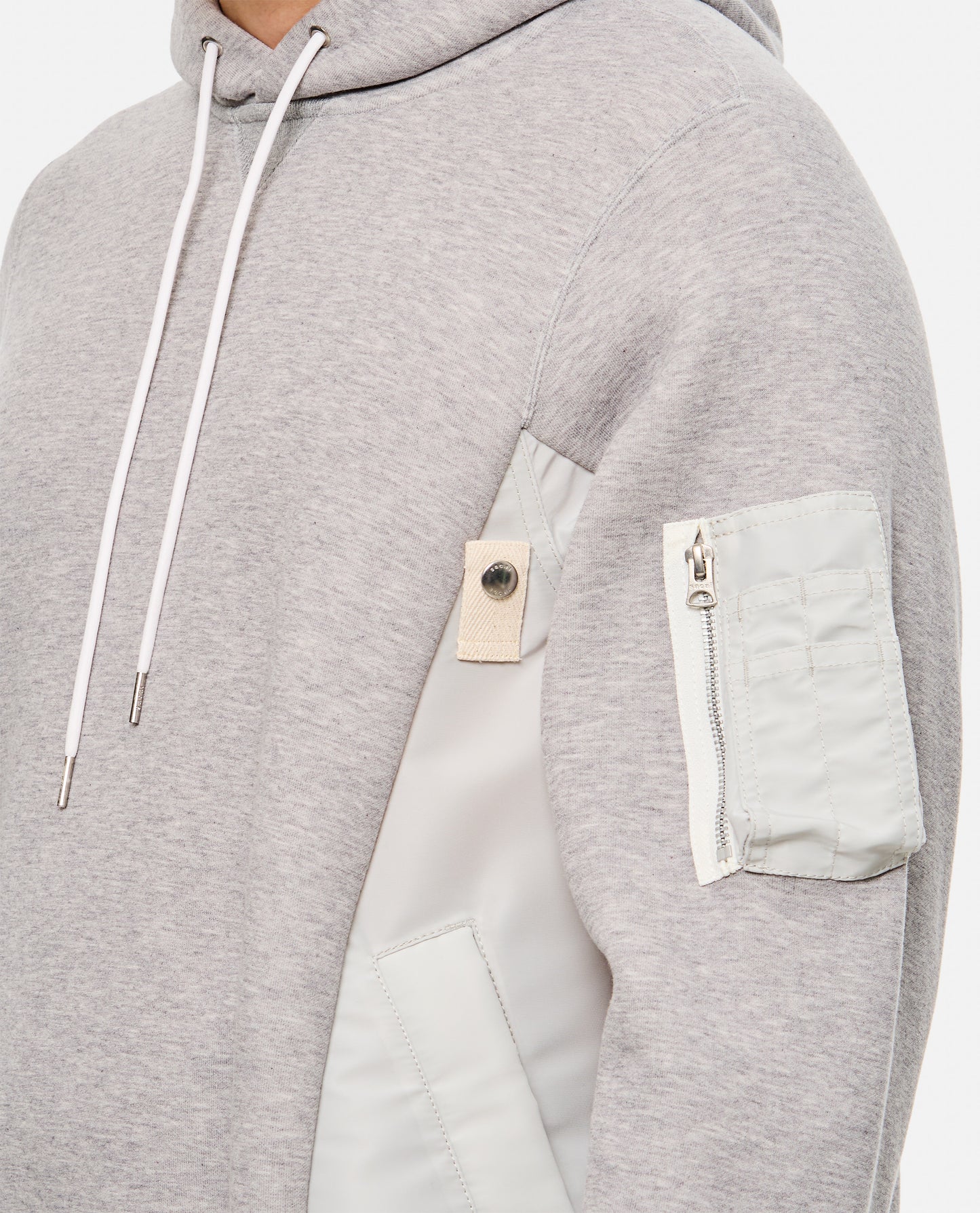 TERRY SWEATSHIRT WITH TWILL AND NYLON HOOD