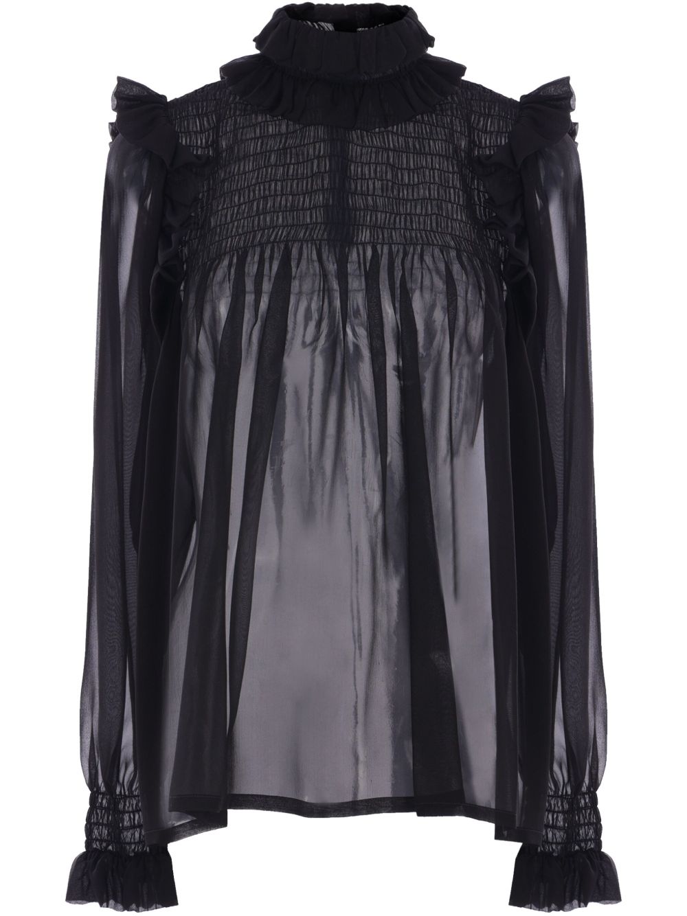RUFFLED BLOUSE IN SILK CREPE MUSLIN