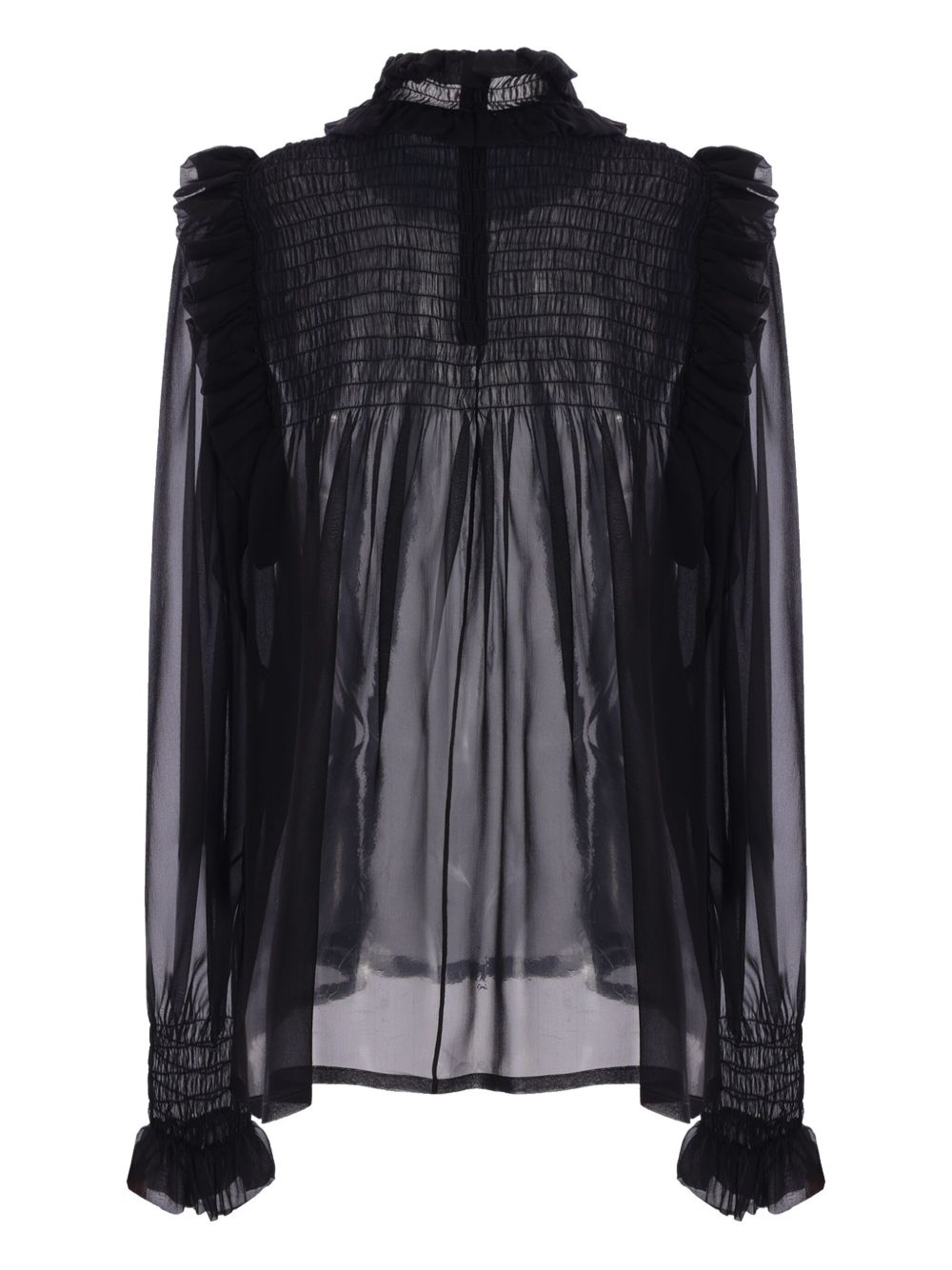 RUFFLED BLOUSE IN SILK CREPE MUSLIN