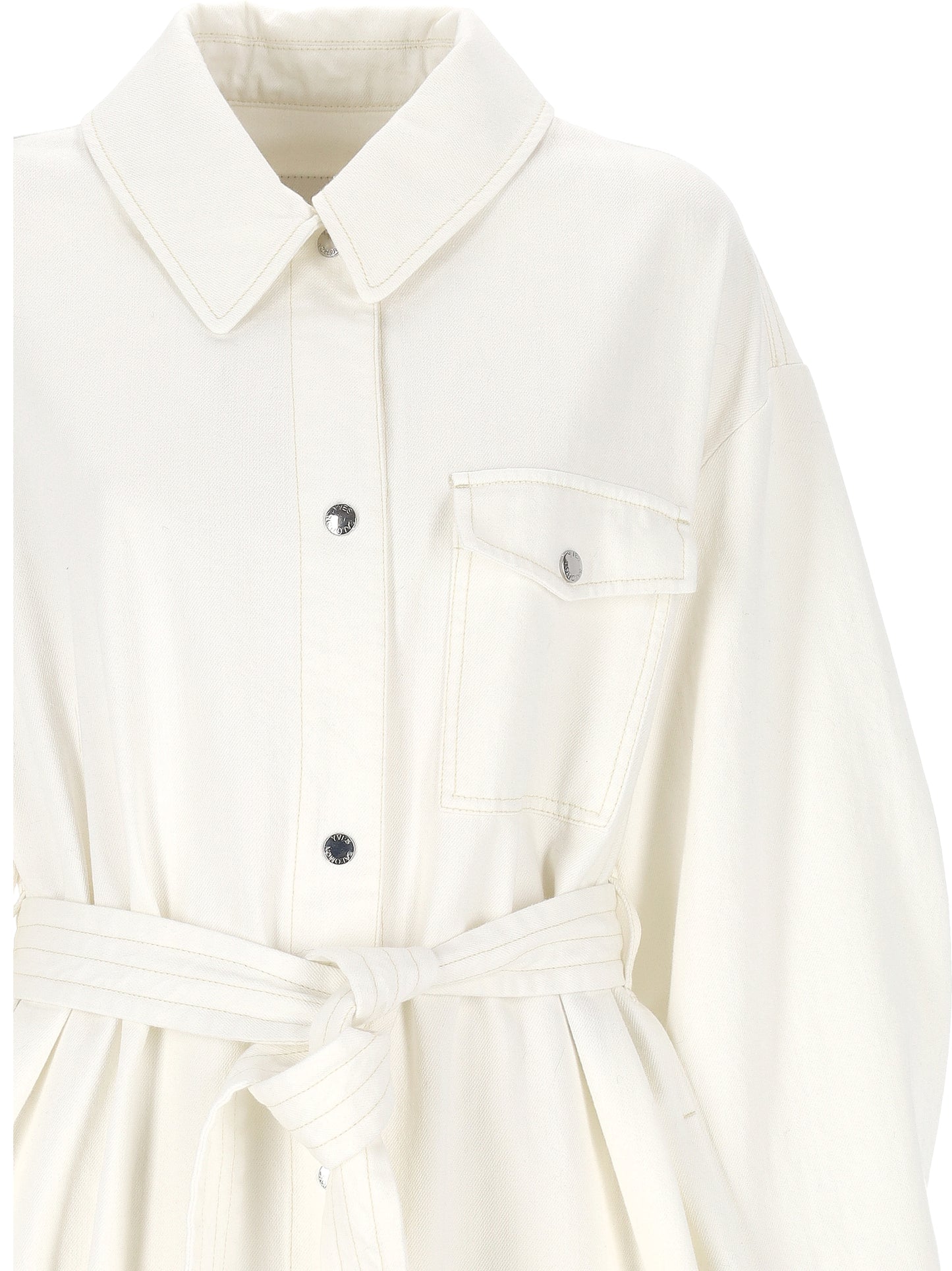WHITE FRONT PRESS-STUD JACKET