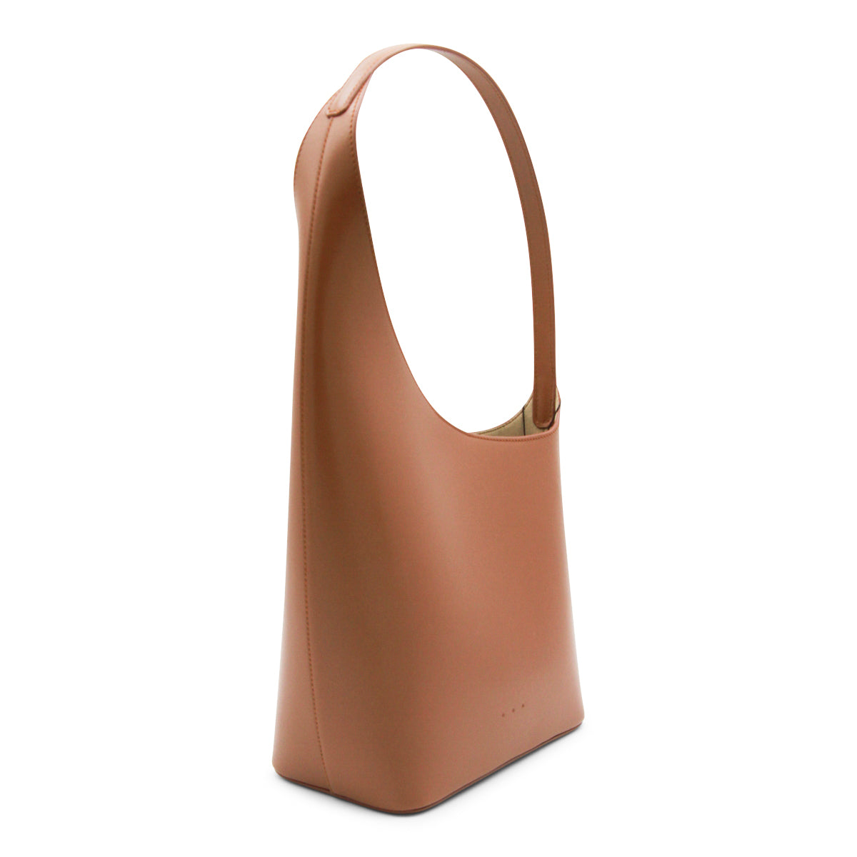 BROWN LEATHER DEMI LUNE SHOULDER BAG