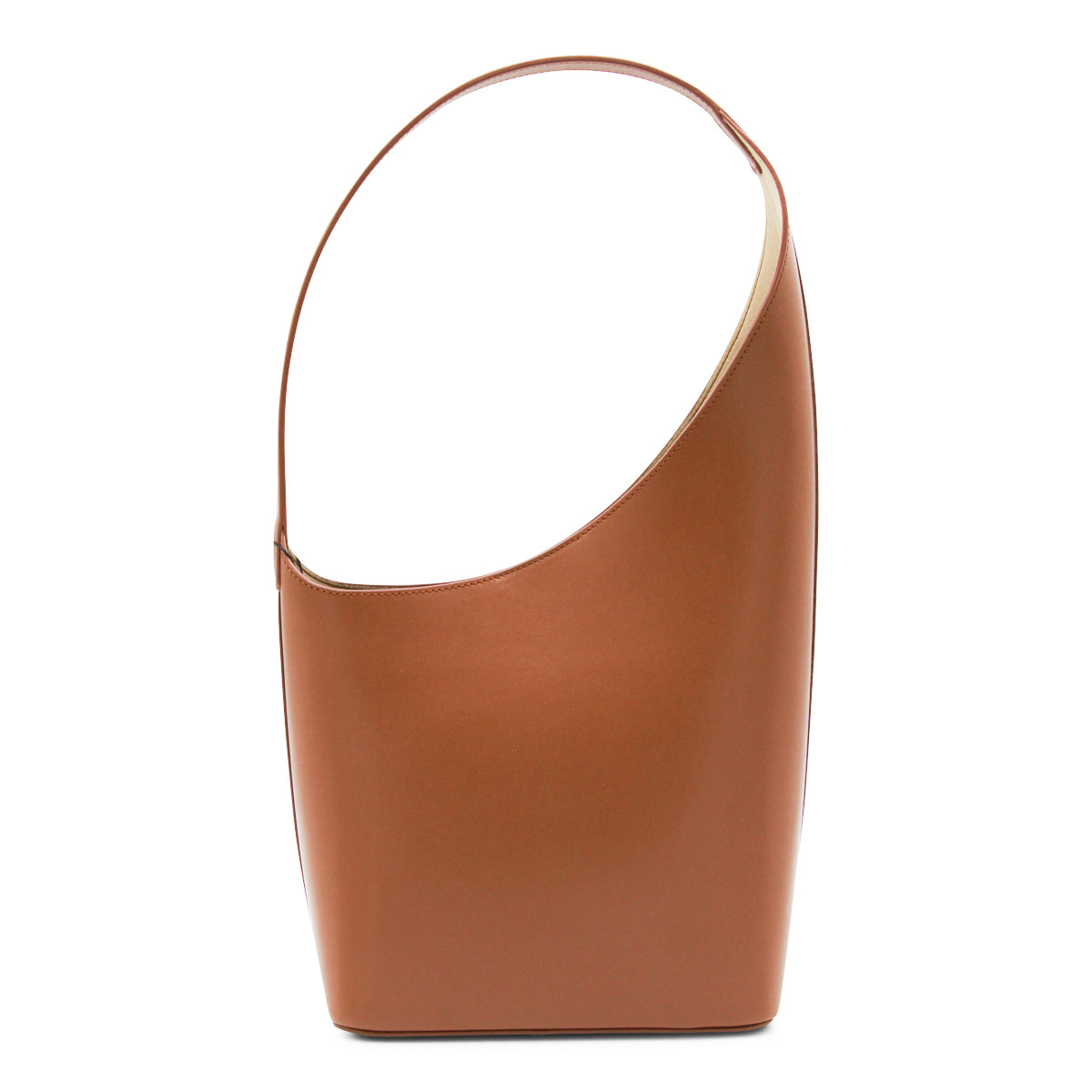 BROWN LEATHER DEMI LUNE SHOULDER BAG