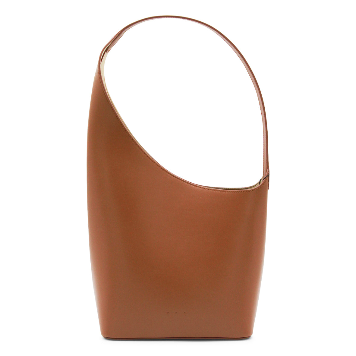 BROWN LEATHER DEMI LUNE SHOULDER BAG