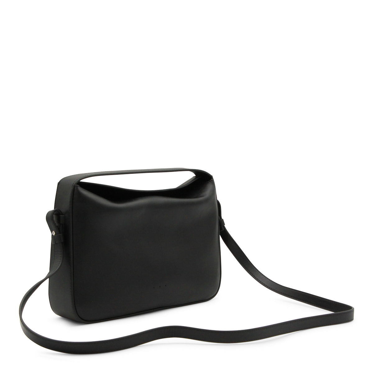 BLACK LEATHER TOP HANDLE BAG