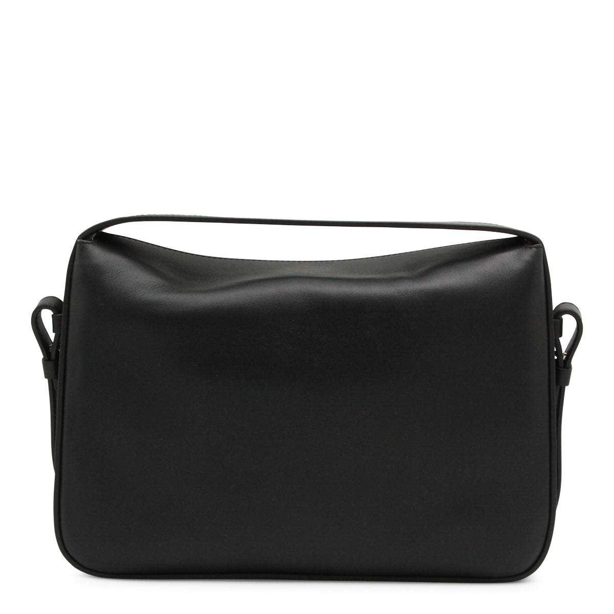 BLACK LEATHER TOP HANDLE BAG