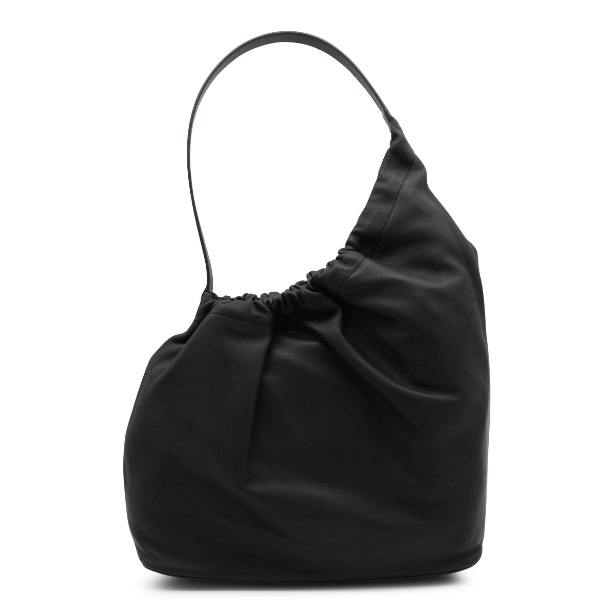 BLACK LEATHER DEMI LUNE CLOUD SHOULDER BAG