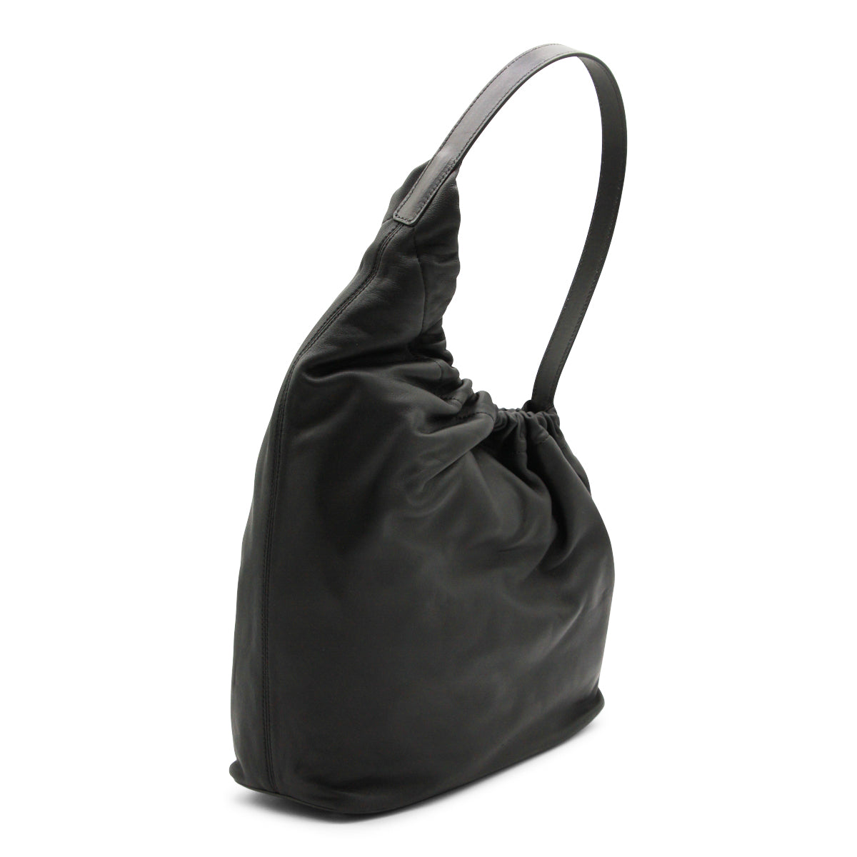 BLACK LEATHER DEMI LUNE CLOUD SHOULDER BAG