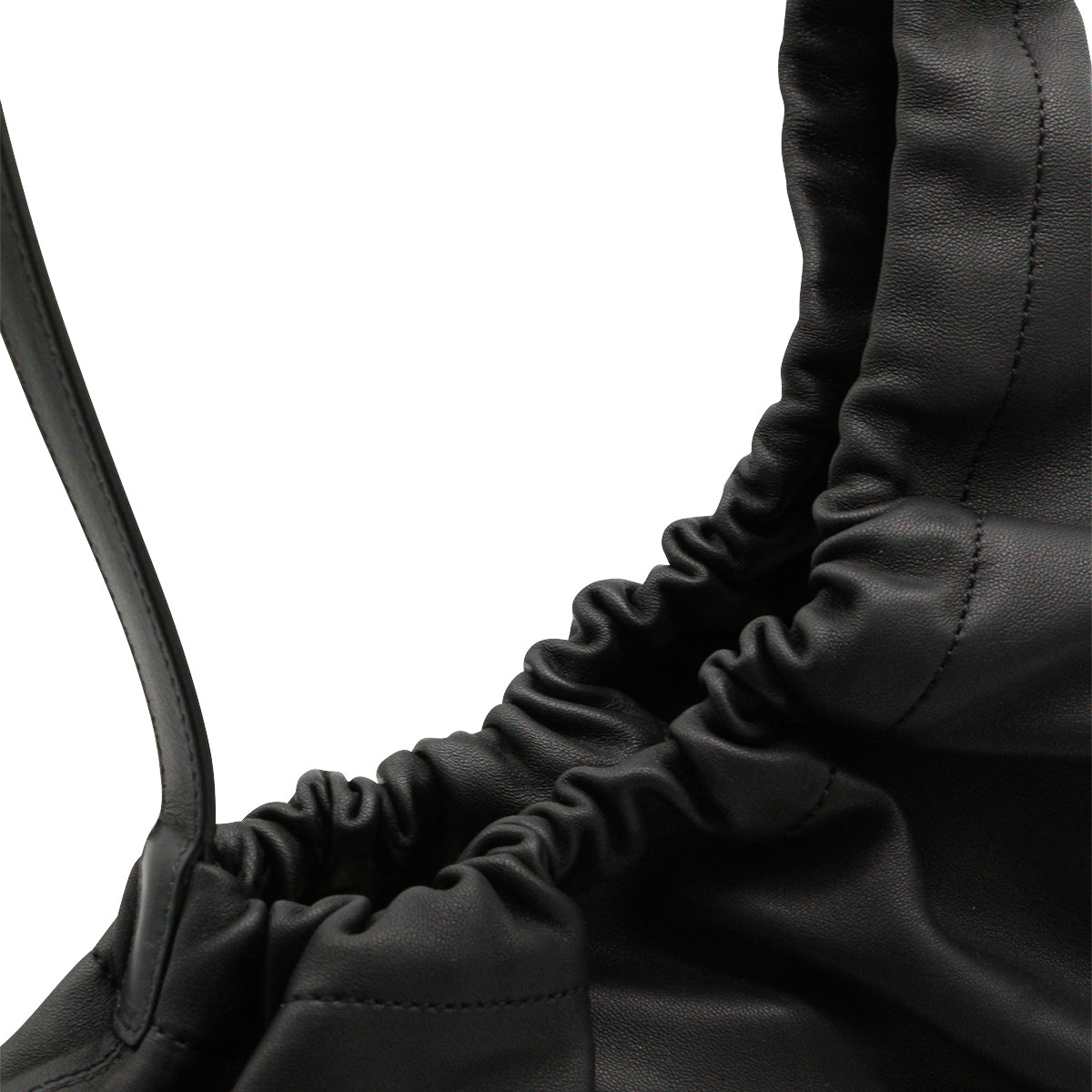 BLACK LEATHER DEMI LUNE CLOUD SHOULDER BAG