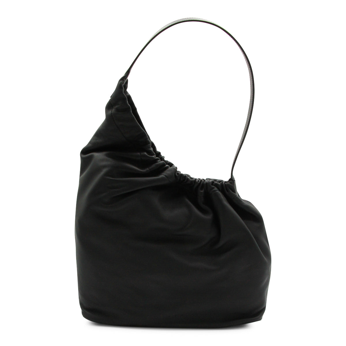 BLACK LEATHER DEMI LUNE CLOUD SHOULDER BAG